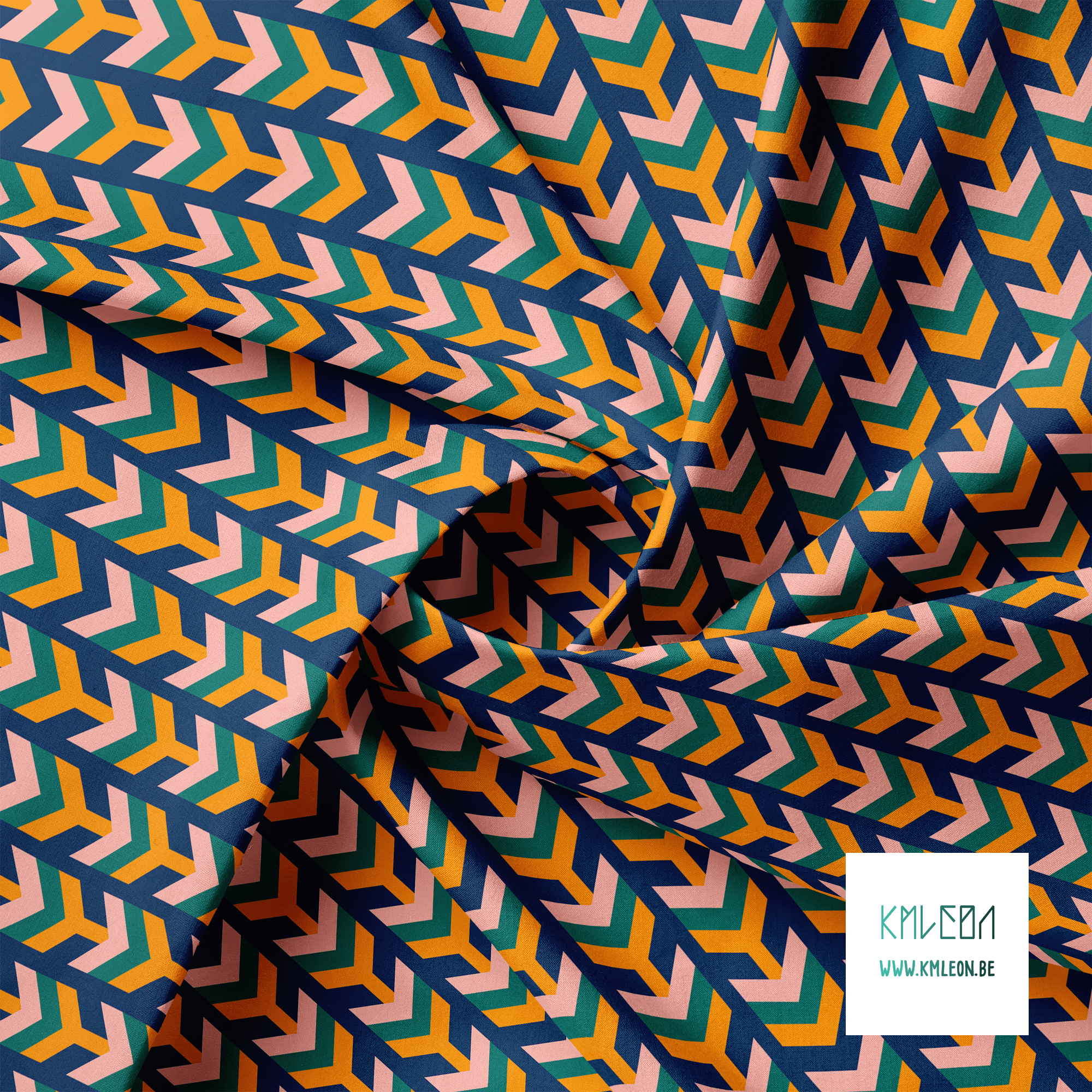 Oranje, groene en roze pijlen stof