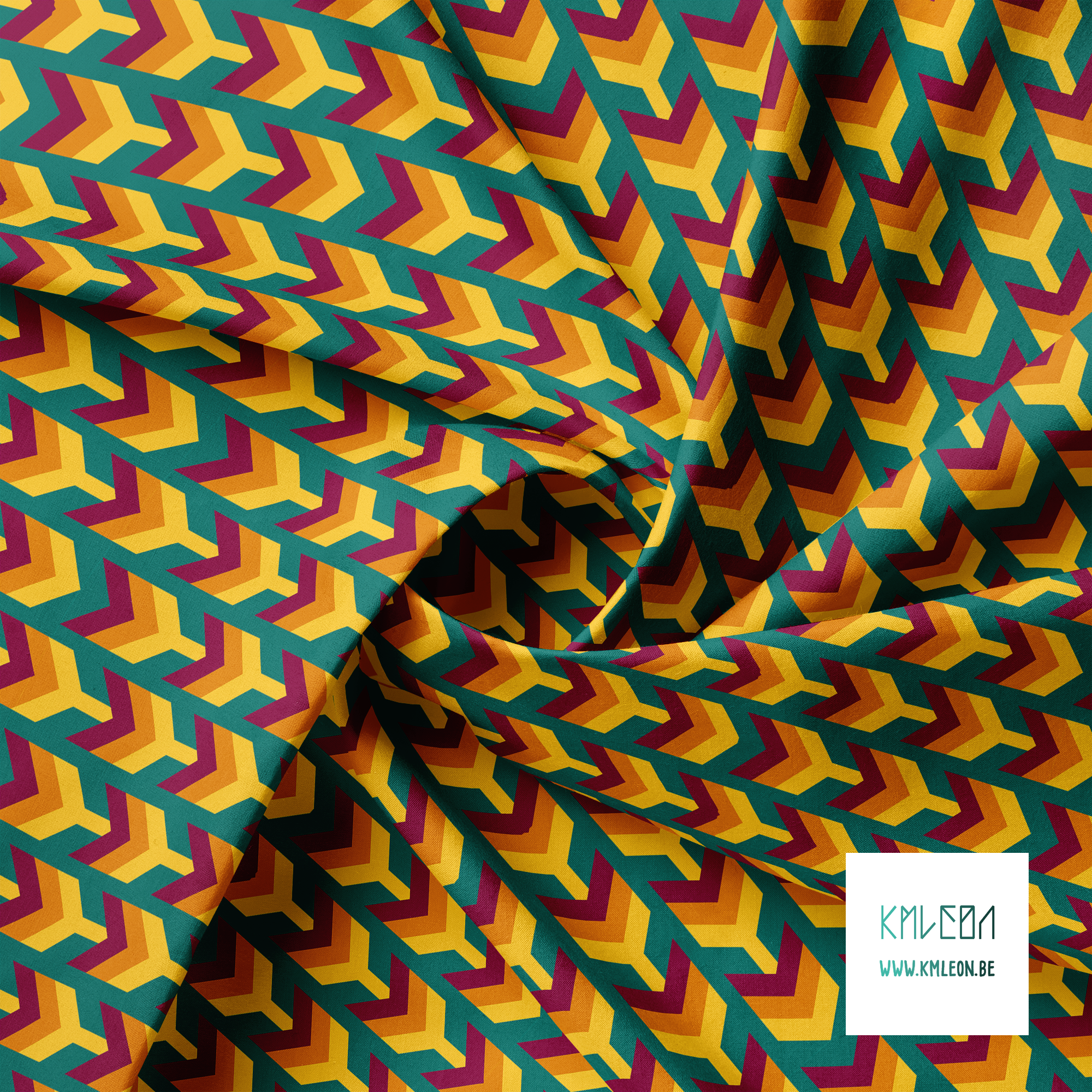 Gele, oranje en paarse pijlen stof