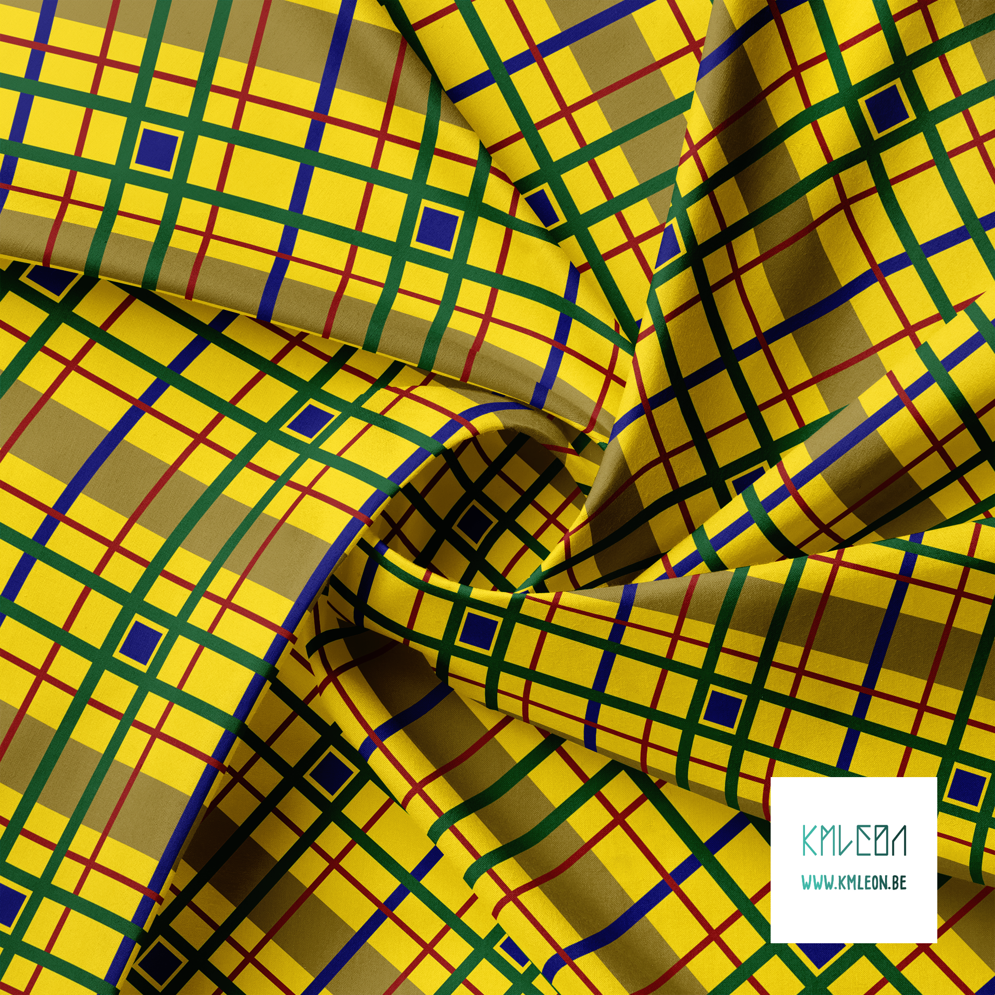 Blauwe, rode en groene ruiten stof