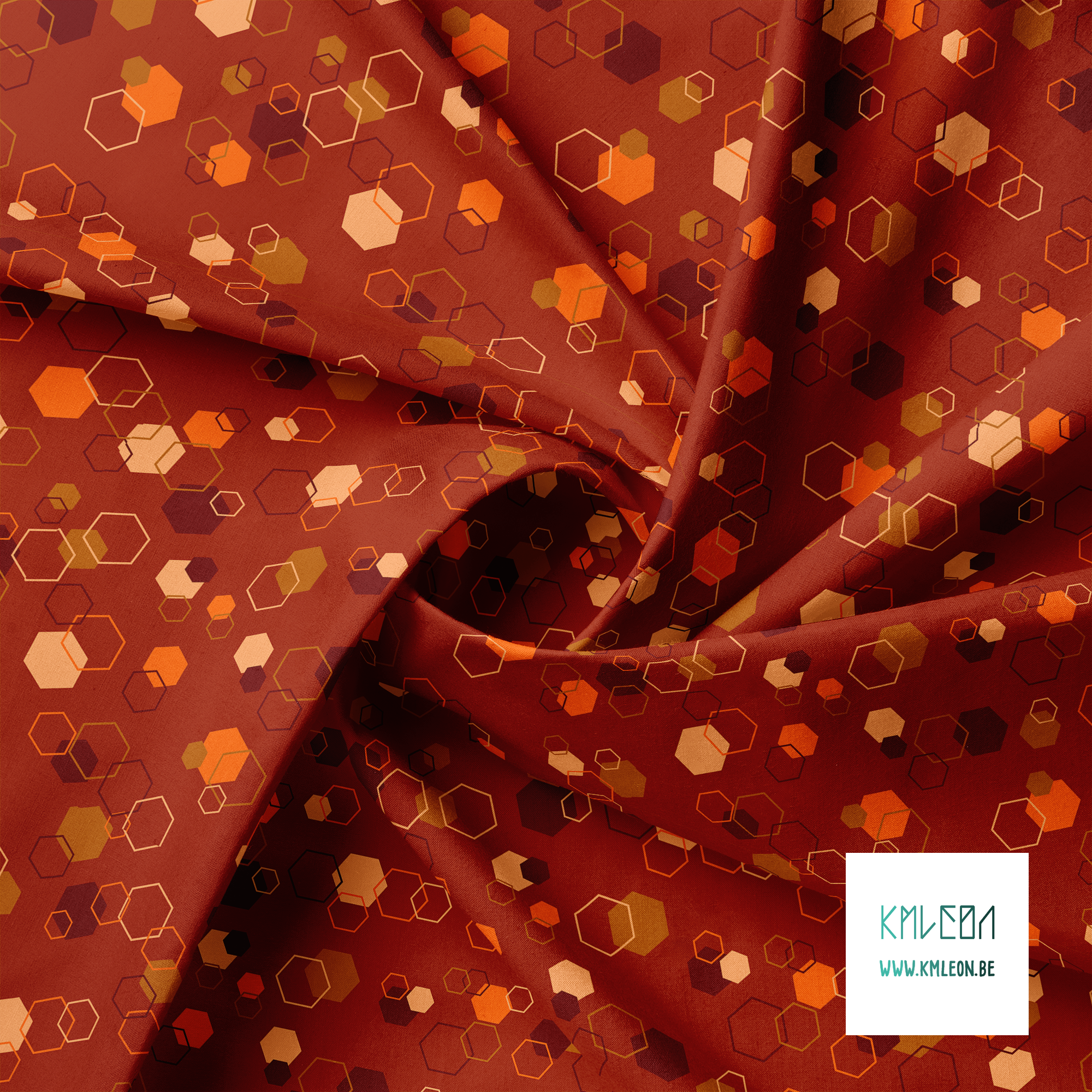 Willekeurige oranje, beige en bruine achthoeken stof