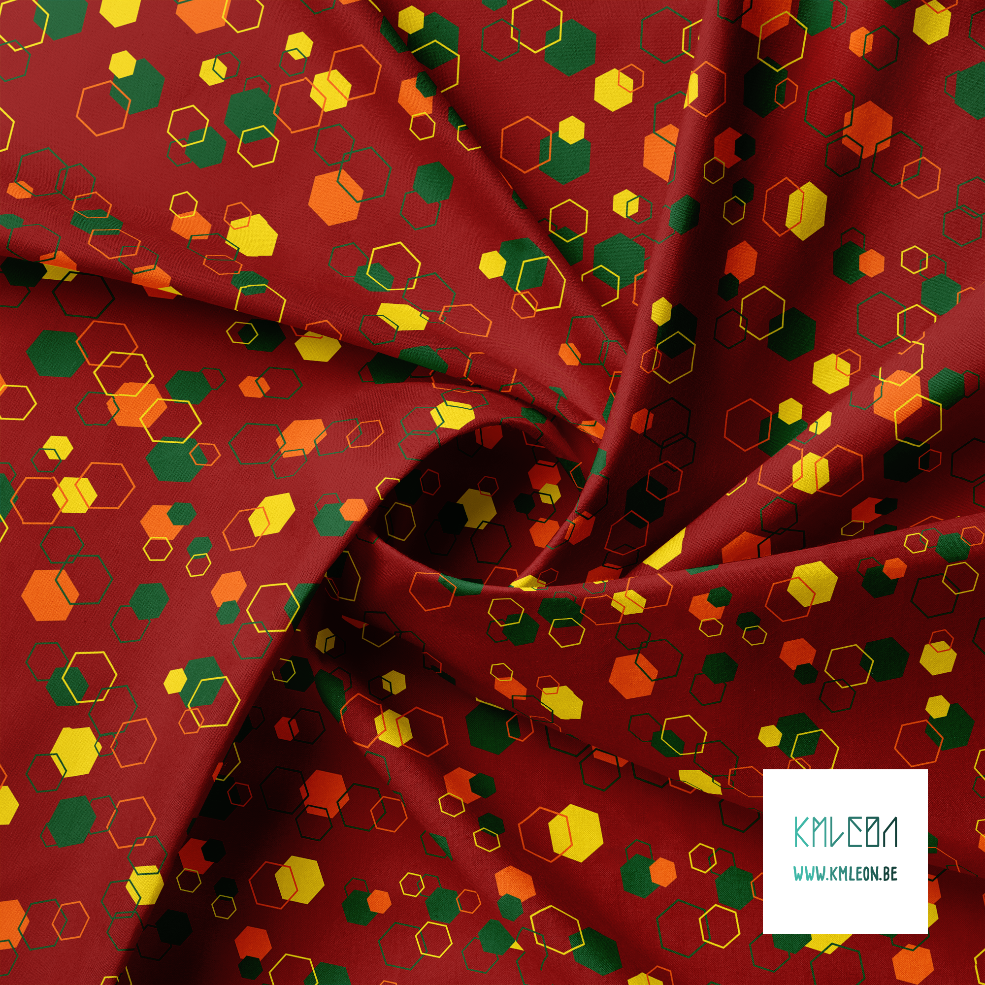 Willekeurige oranje, gele en groene achthoeken stof