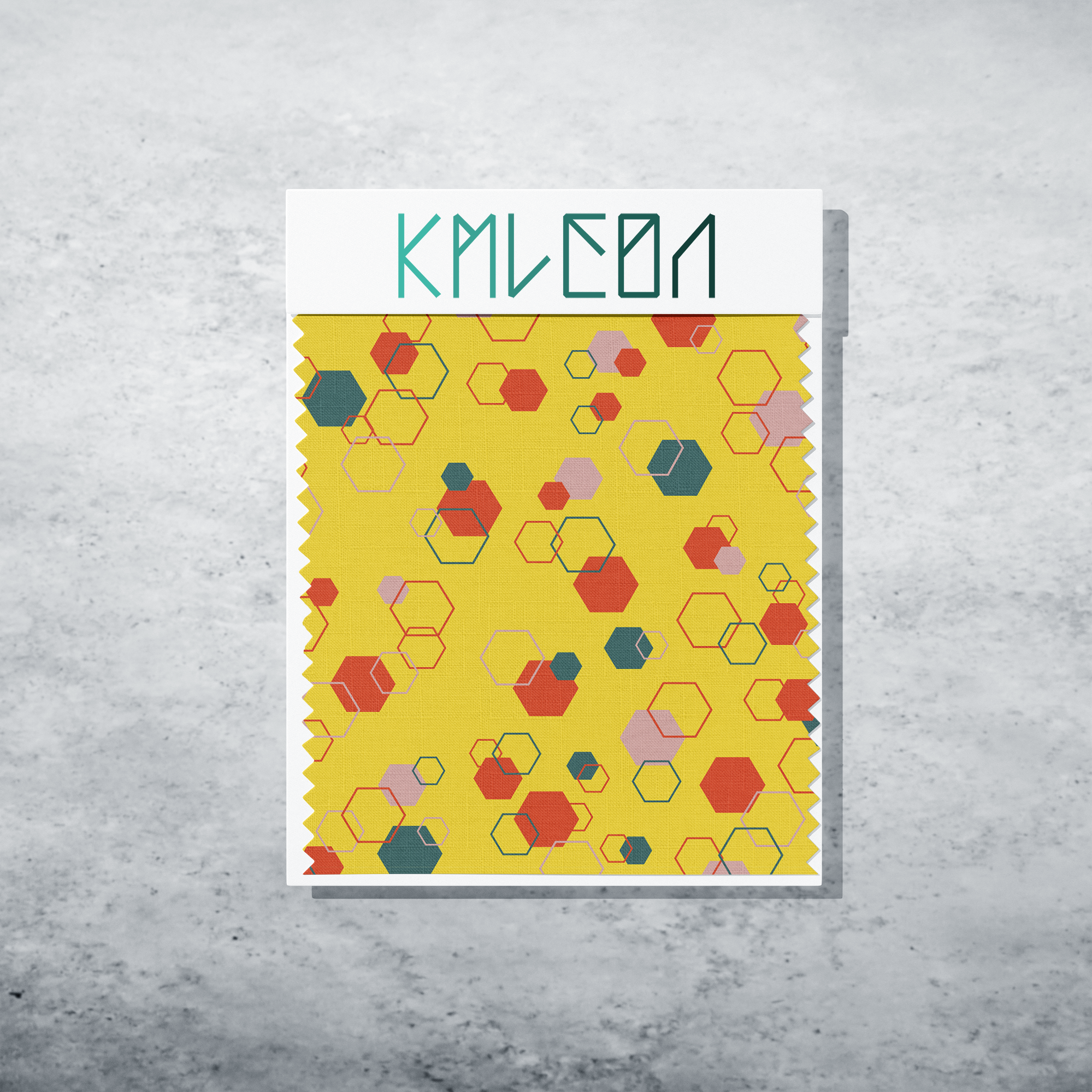 Willekeurige oranje, roze en groene achthoeken stof