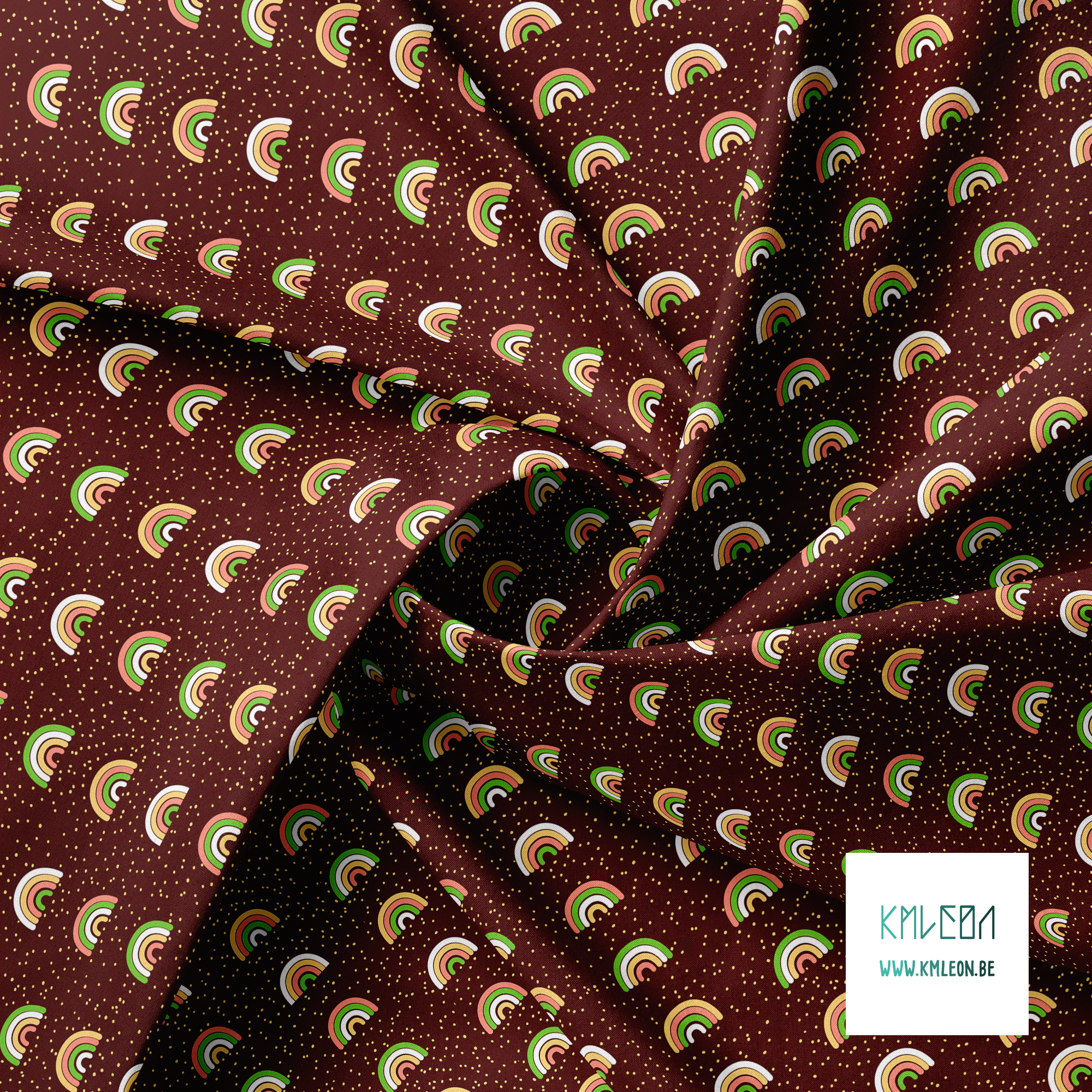 Groene, witte, roze en gele regenbogen en stippen stof