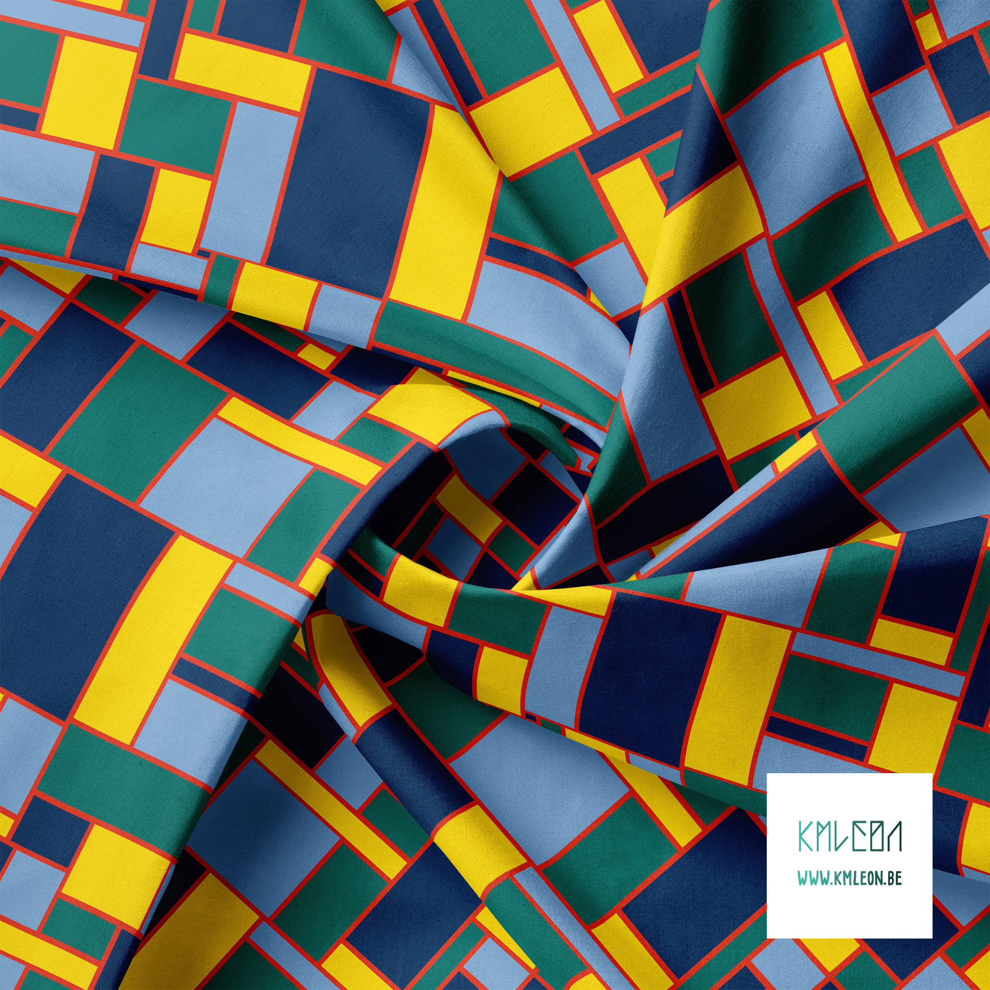 Rode, gele, groene en blauwe rechthoeken stof