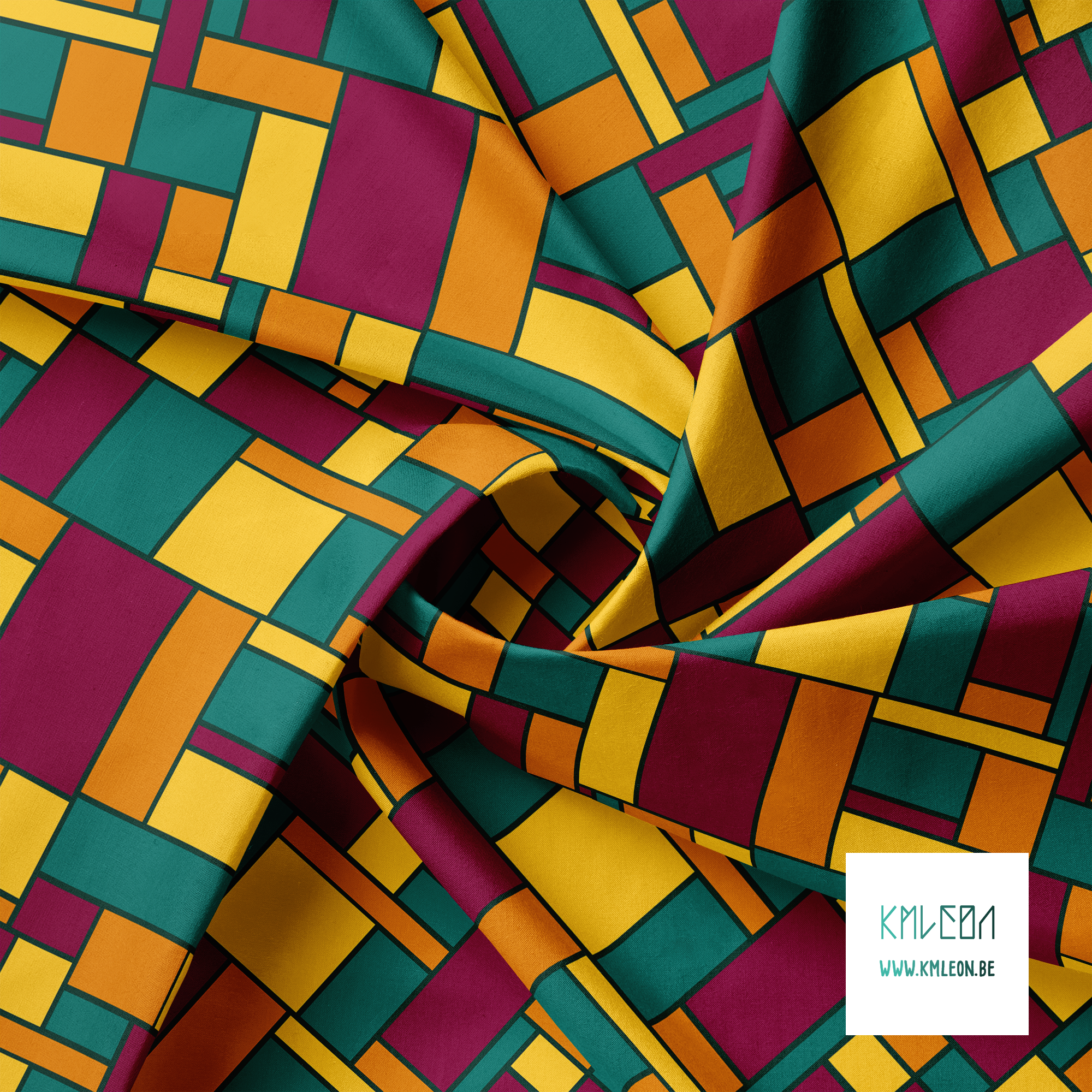 Groene, gele, oranje en paarse rechthoeken stof