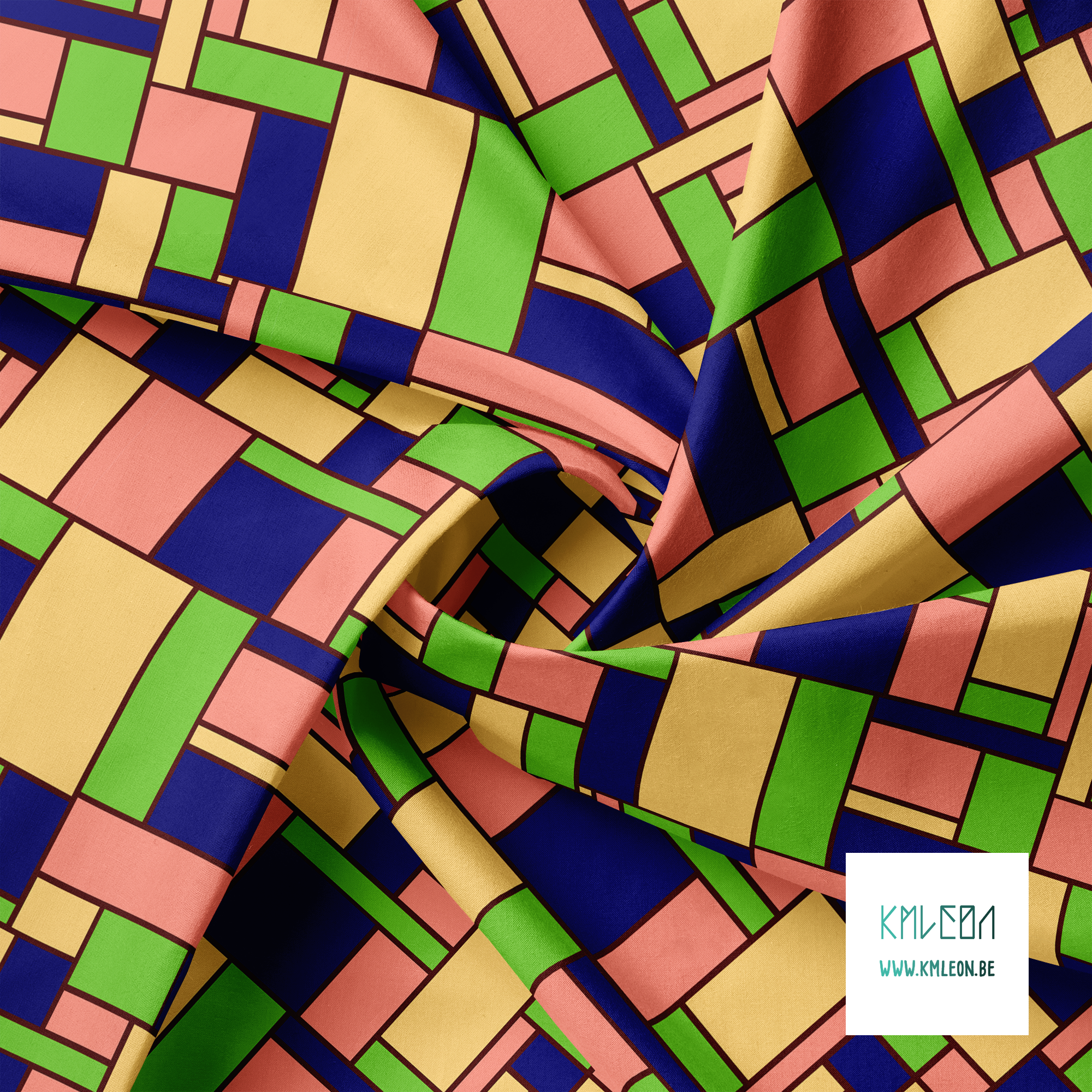 Roze, gele, groene en blauwe rechthoeken stof