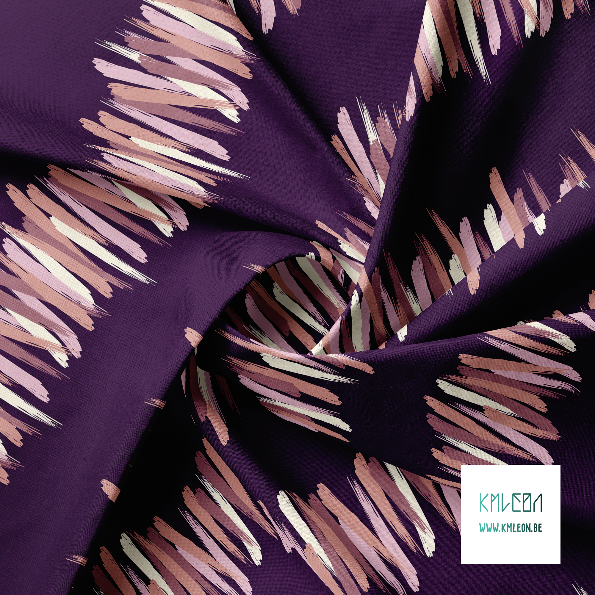 Roze en crèmekleurige penseelstreken stof