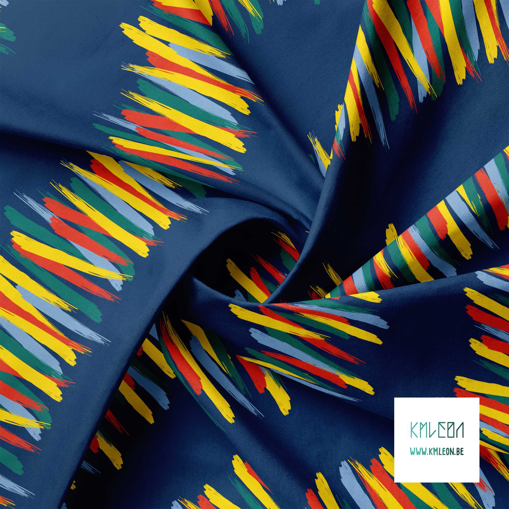 Gele, rode, blauwe en groene penseelstreken stof