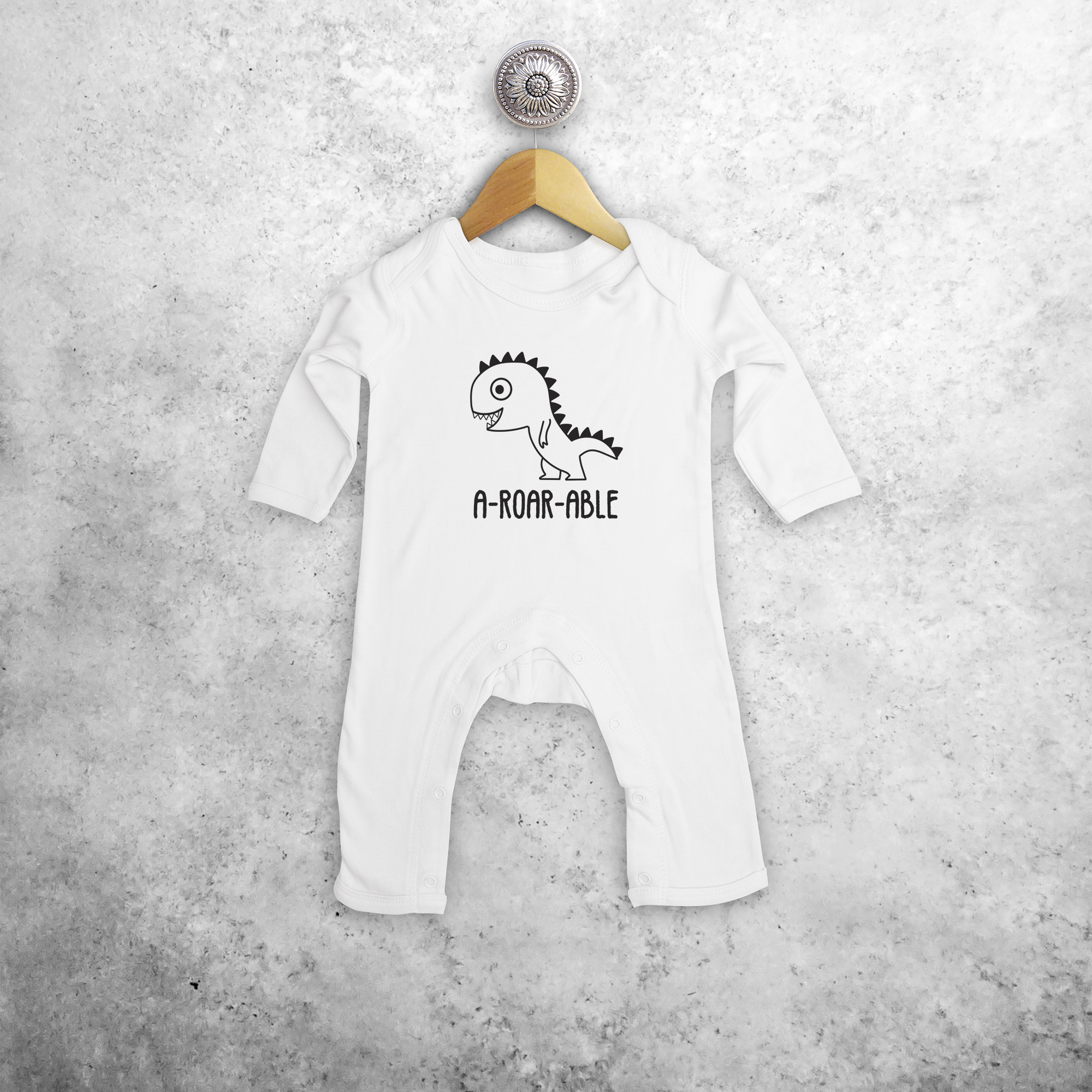 'A-roar-able' baby romper met lange mouwen