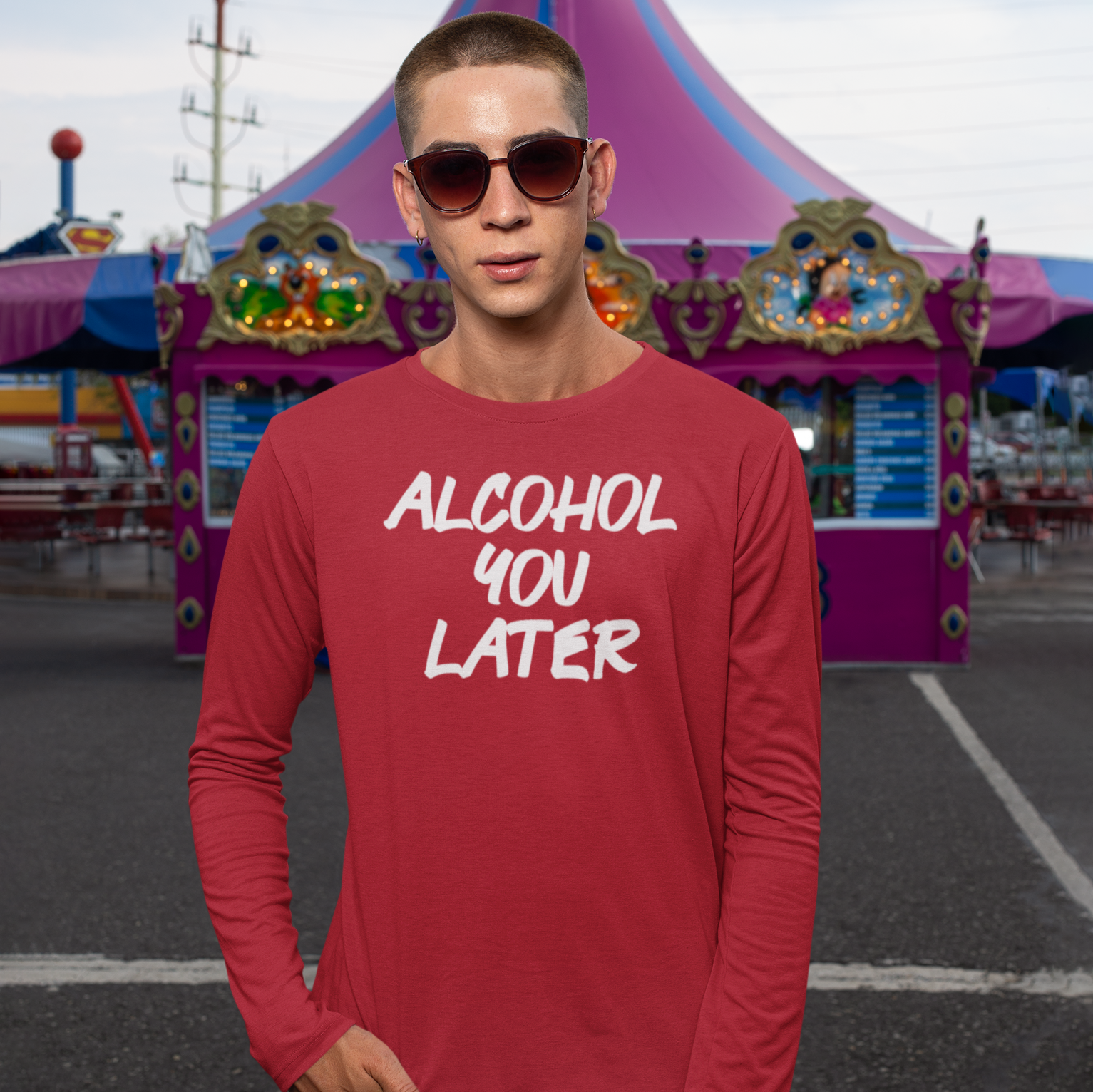 'Alcohol you later' volwassene shirt met lange mouwen