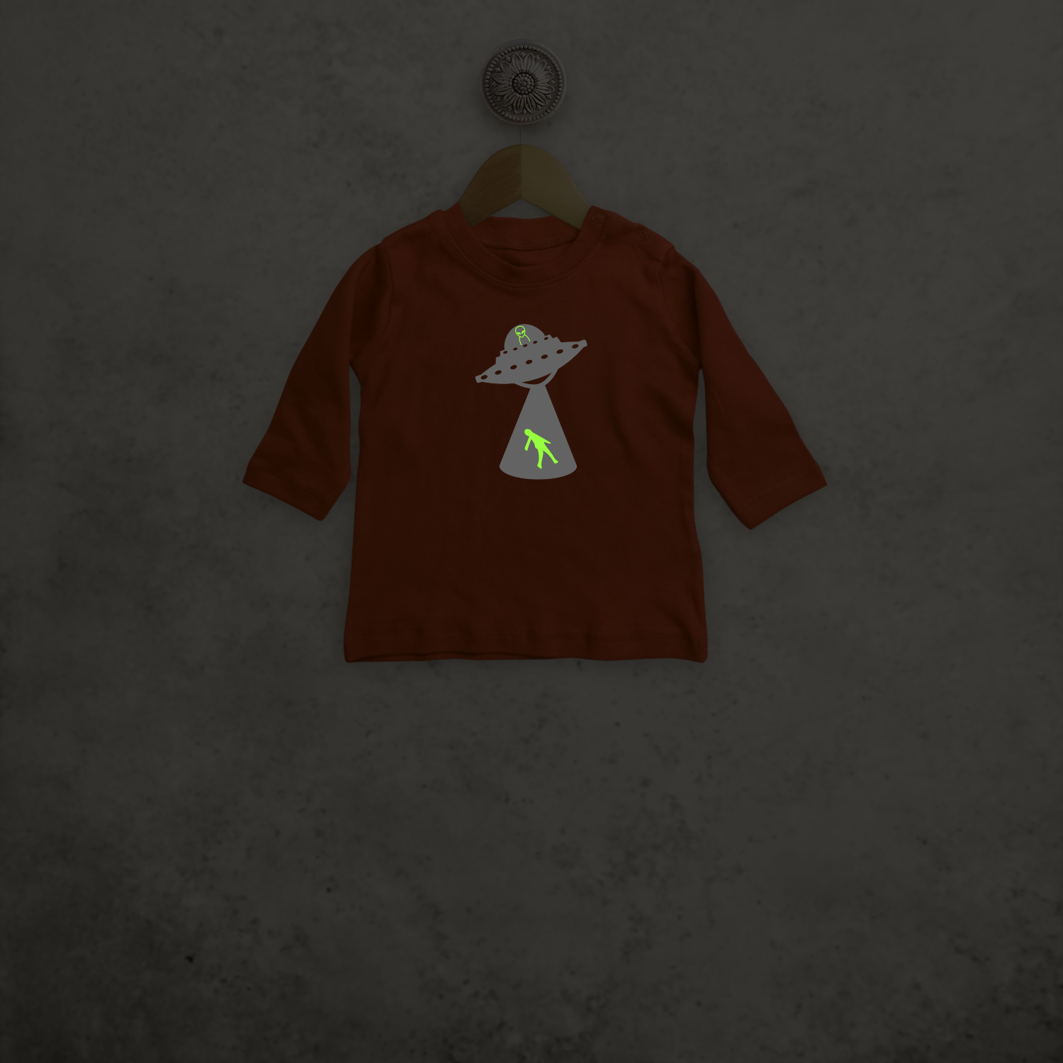 Alien ontvoering glow in the dark baby shirt met lange mouwen