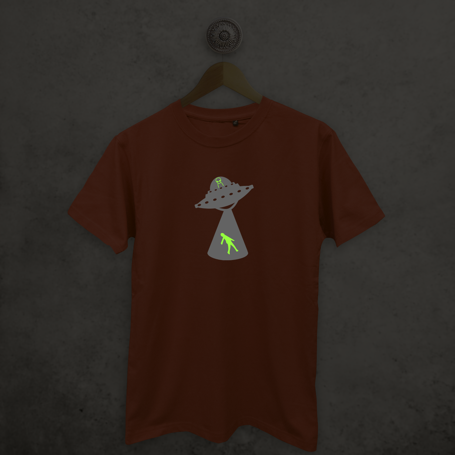 Alien ontvoering glow in the dark volwassene shirt