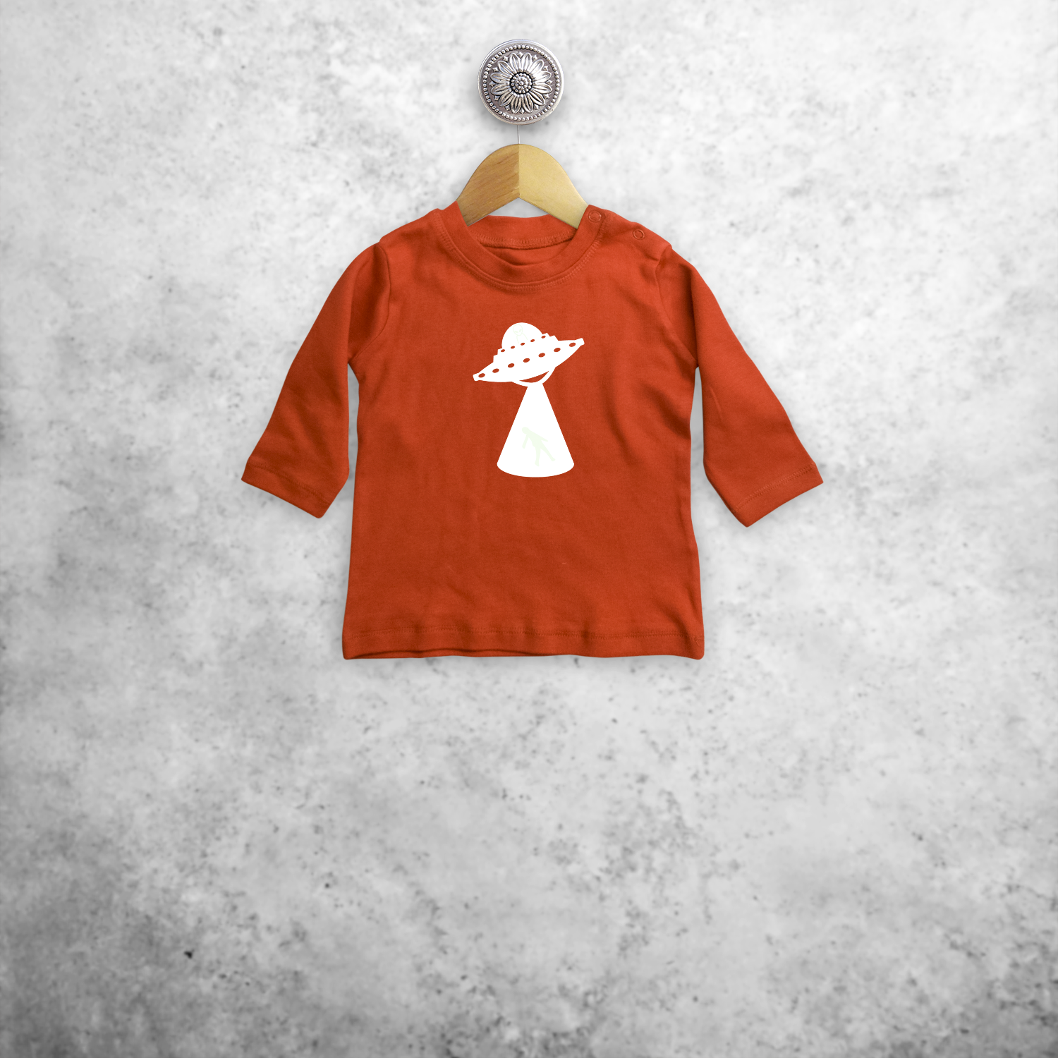 Alien ontvoering glow in the dark baby shirt met lange mouwen