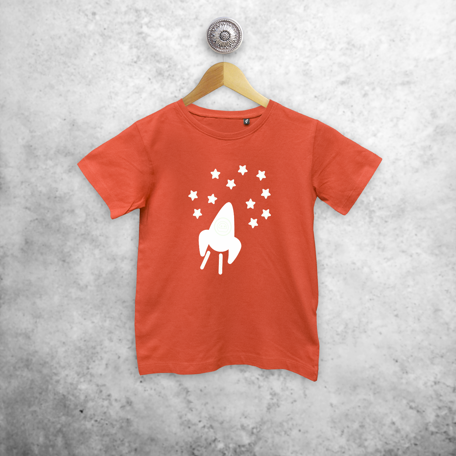 Astronaut glow in the dark kind shirt met korte mouwen