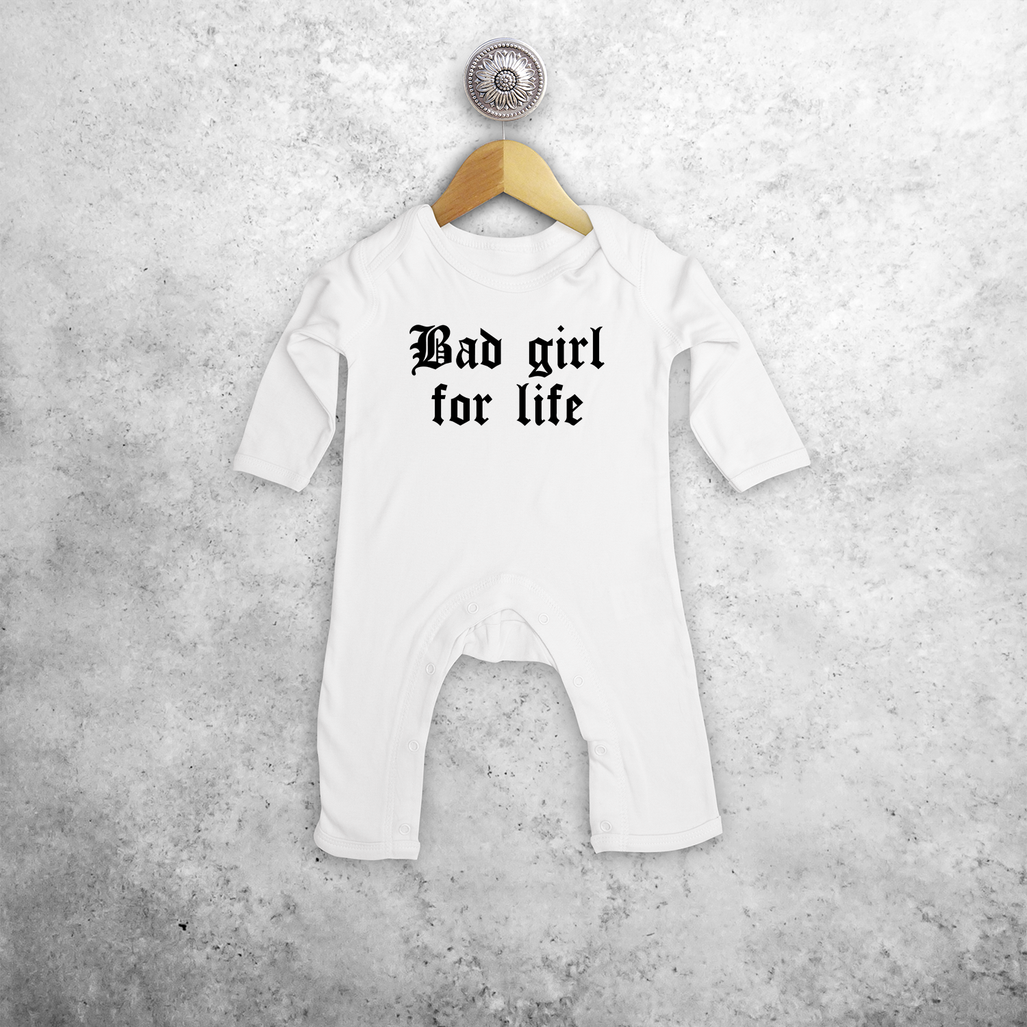 'Bad girl for life' baby romper met lange mouwen