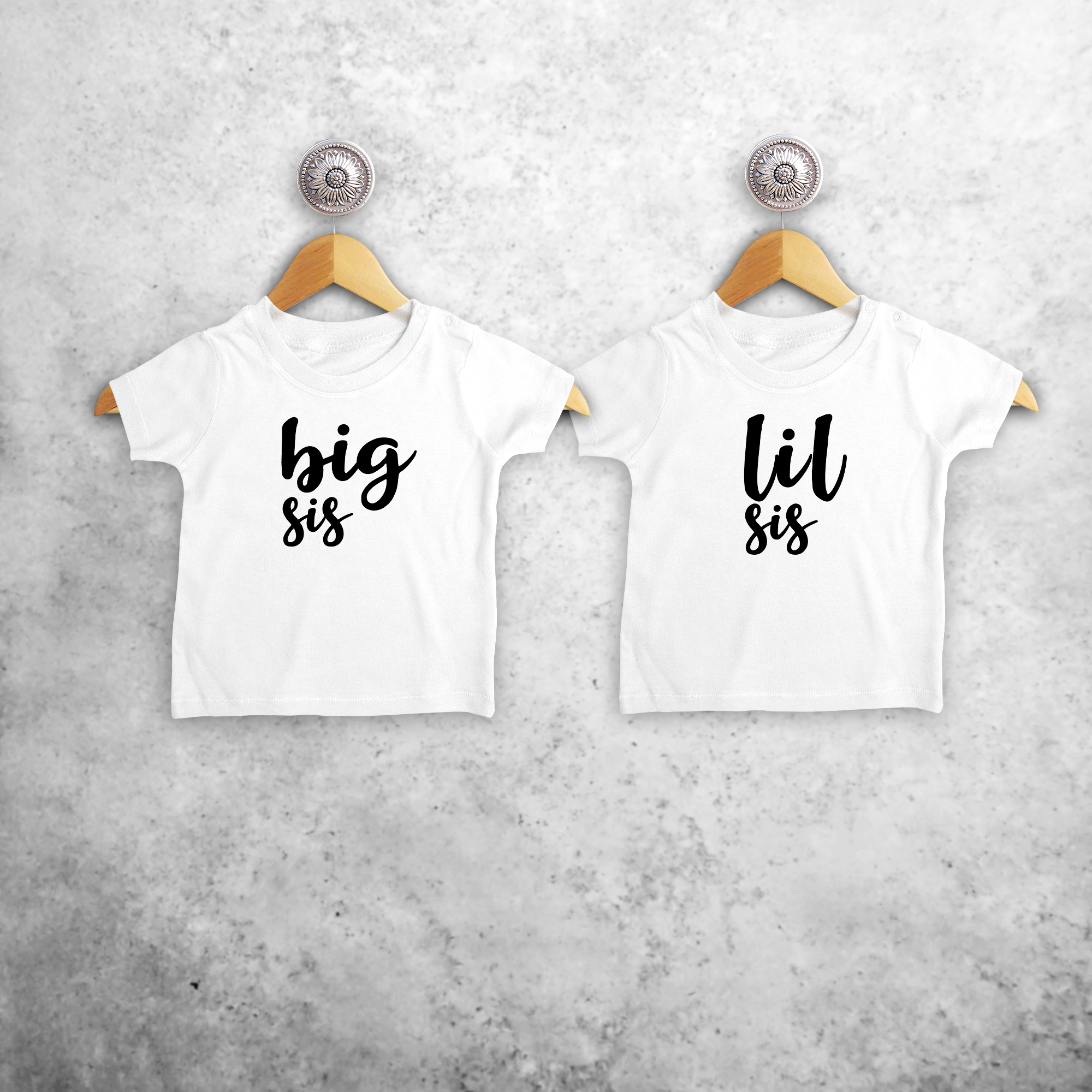 'Big sis' & 'Lil sis' baby broer en zus shirts