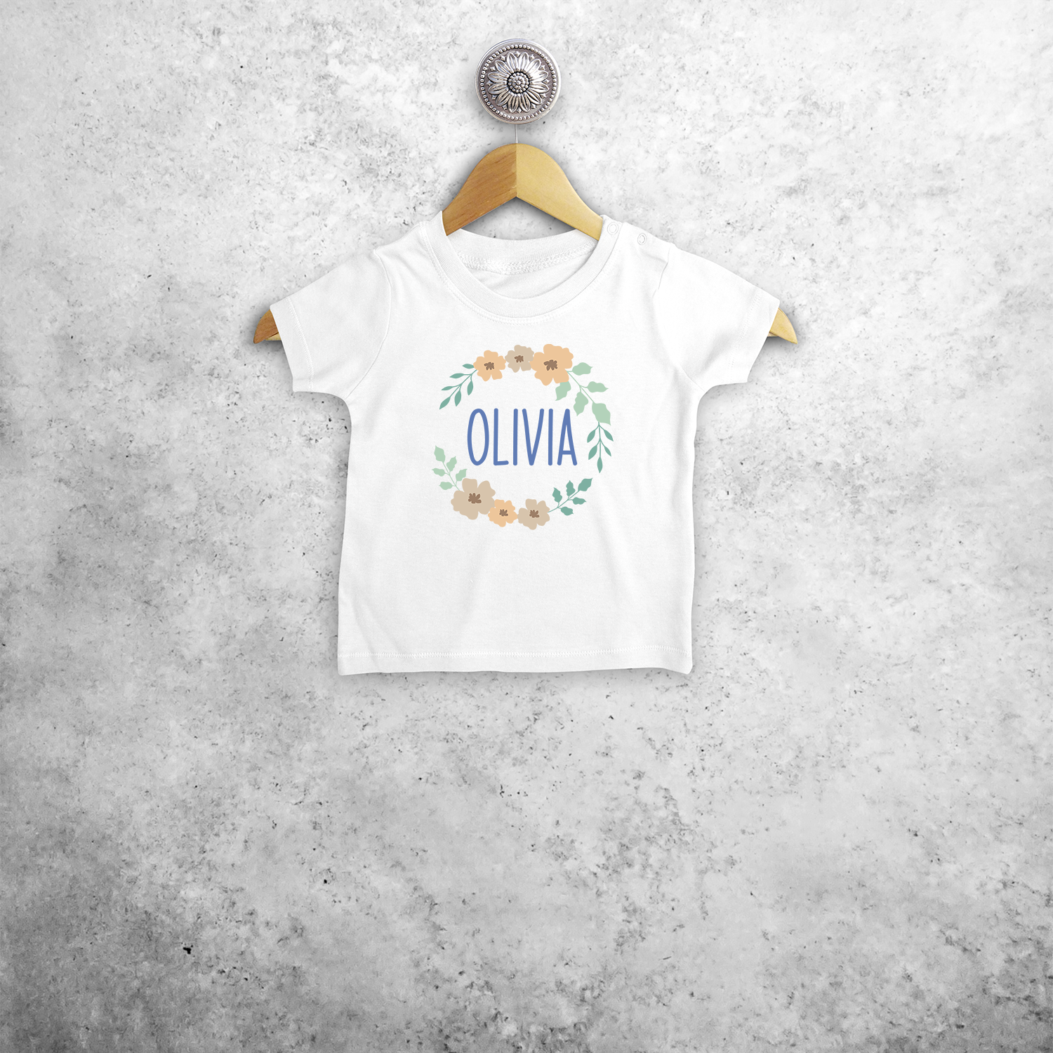 Boho bloemen baby shirt met korte mouwen