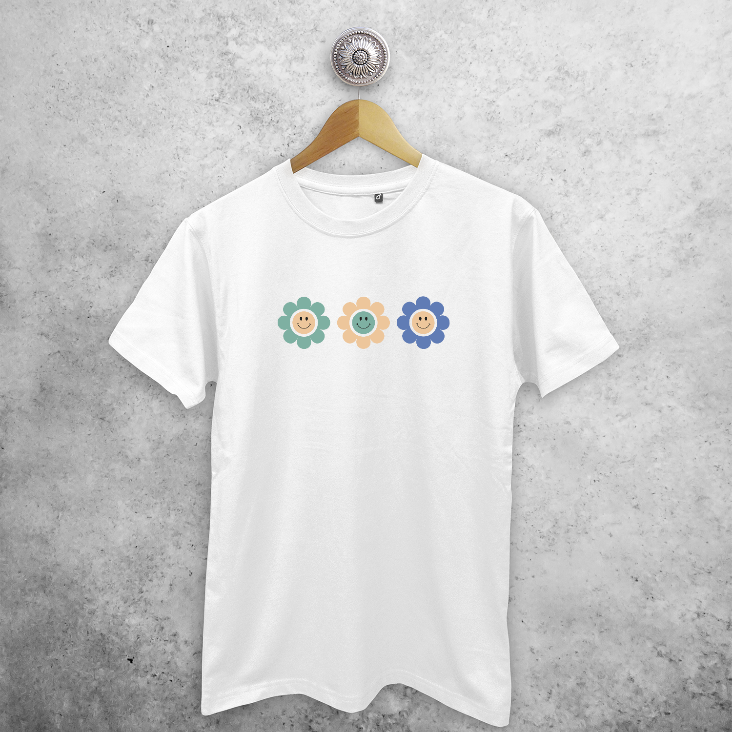 Smiley bloemen volwassene shirt