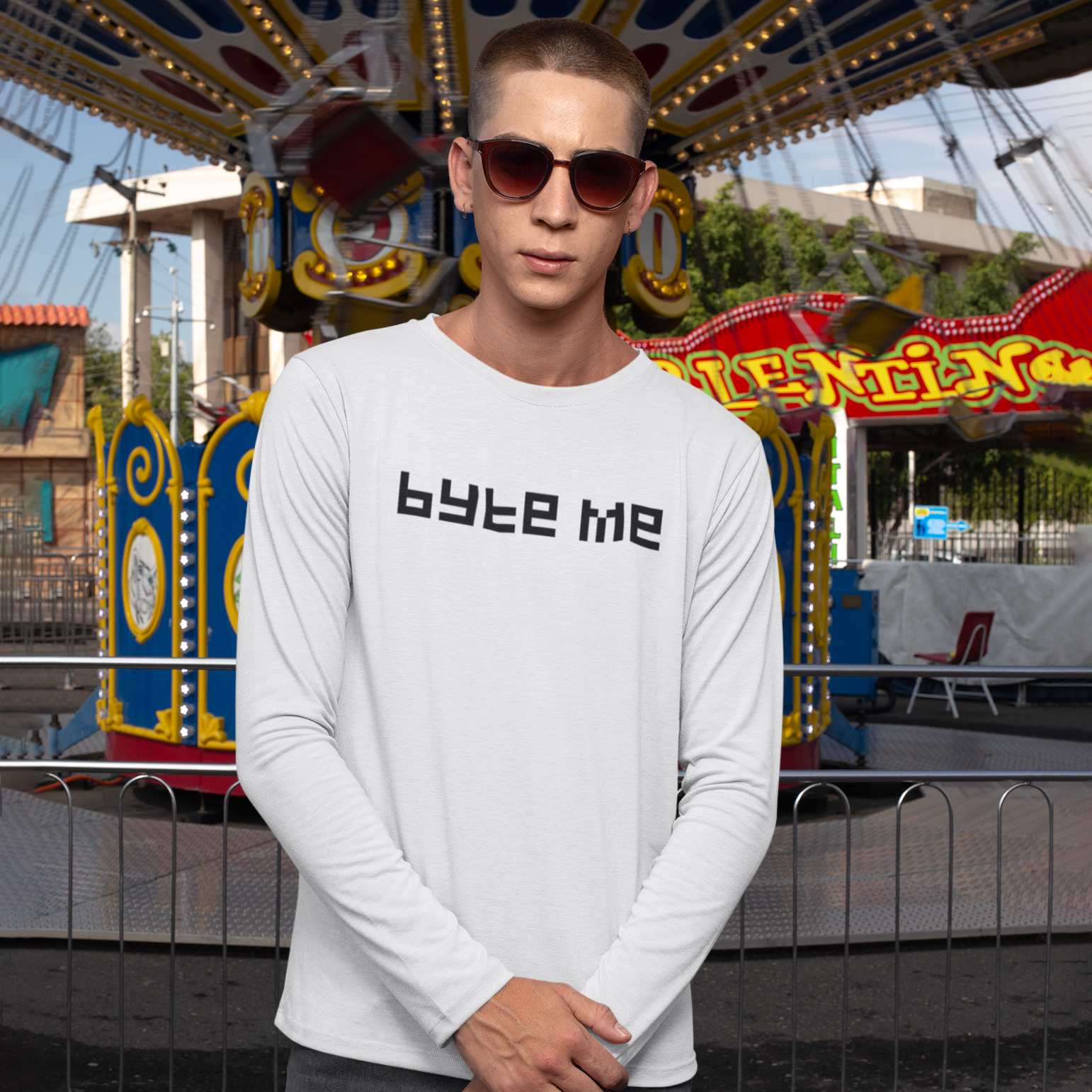 'Byte me' volwassene shirt met lange mouwen