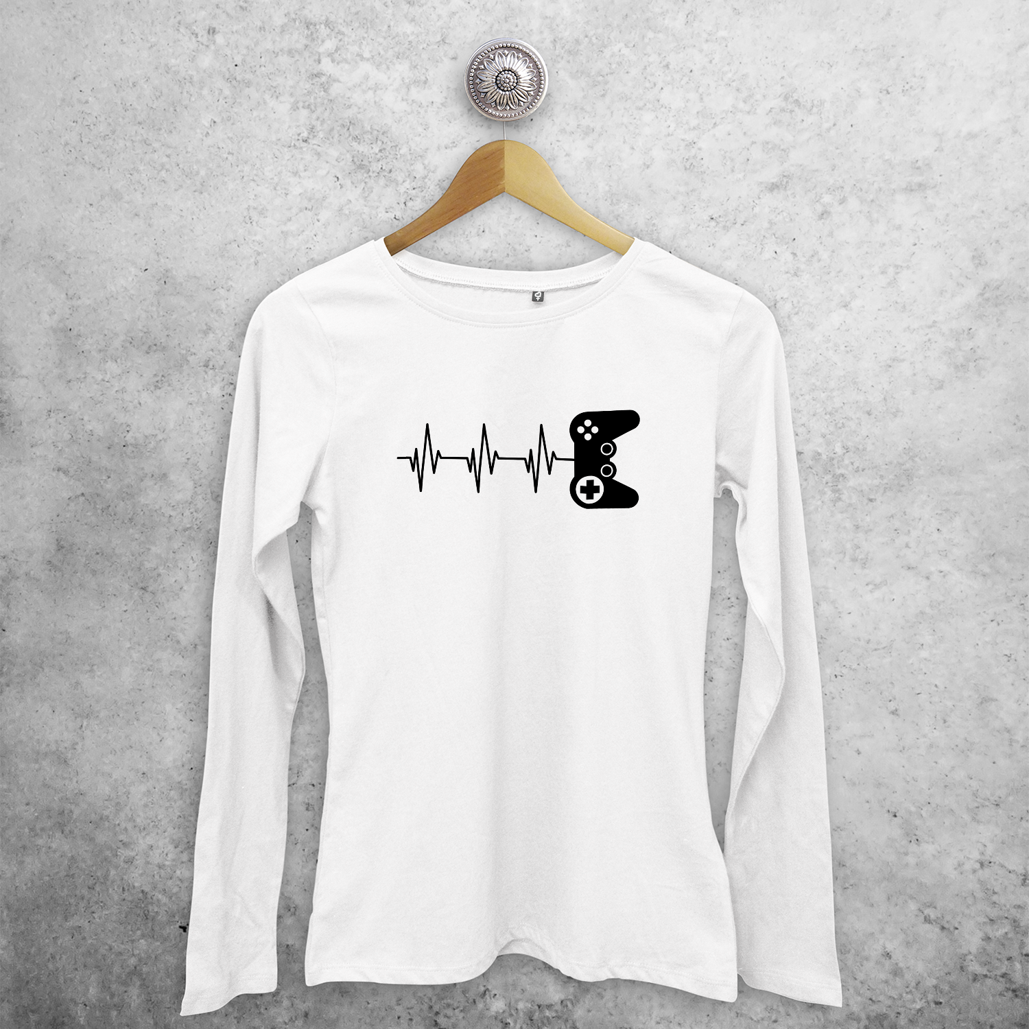 Controller en hartslag volwassene shirt met lange mouwen