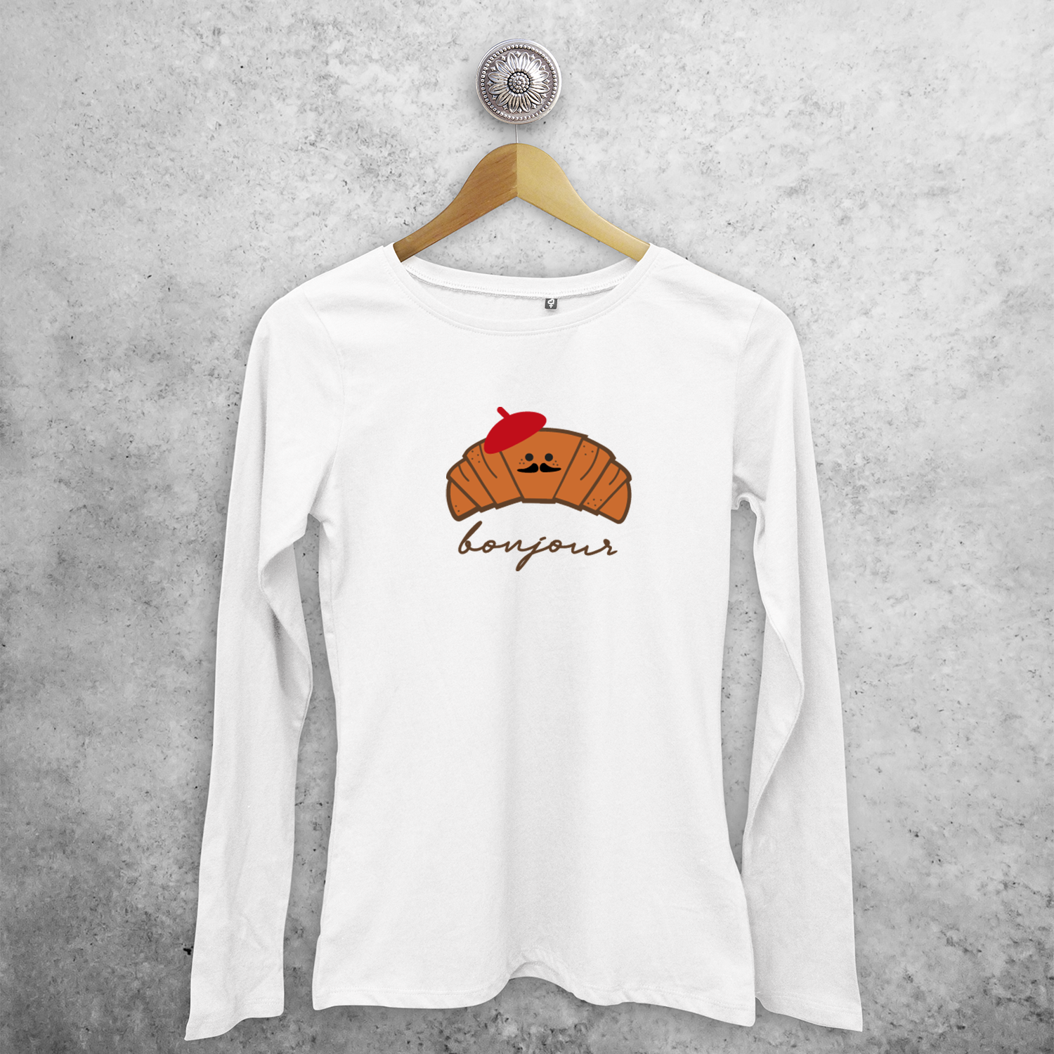 Croissant volwassene shirt met lange mouwen