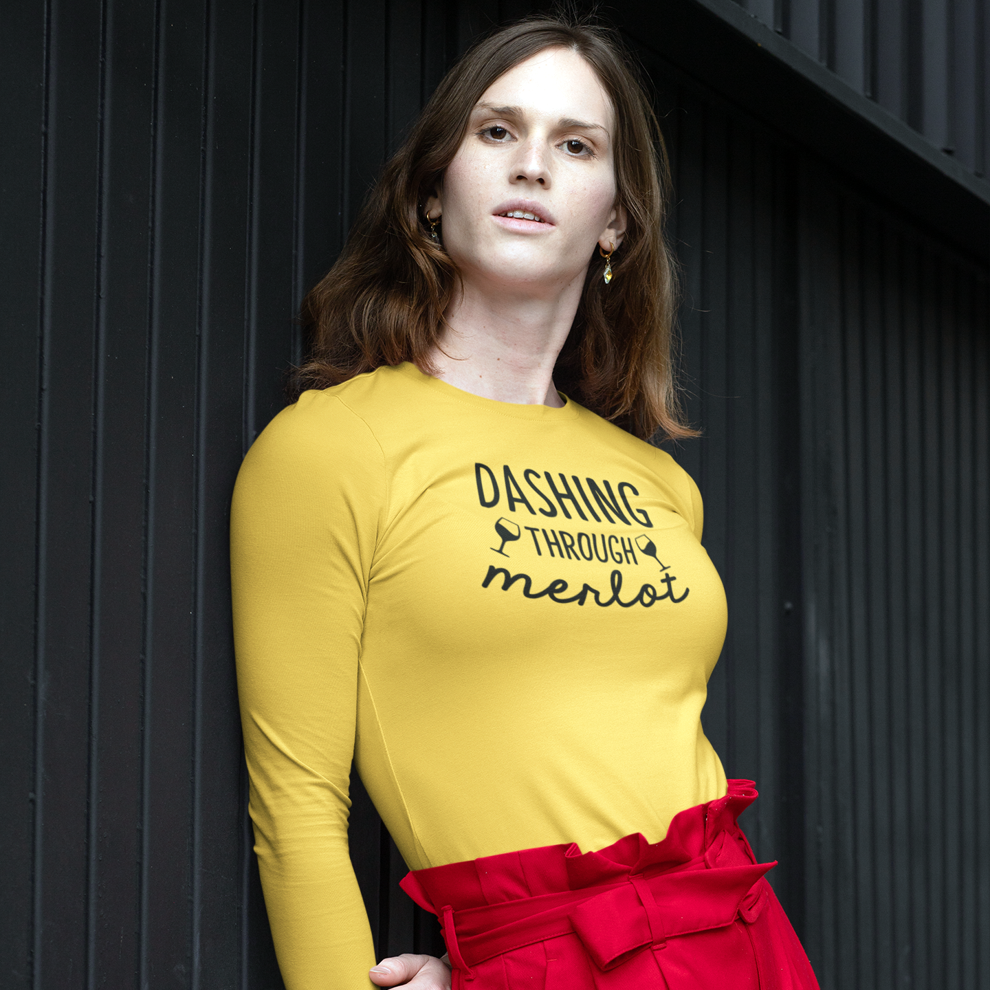 'Dashing through Merlot' volwassene shirt met lange mouwen