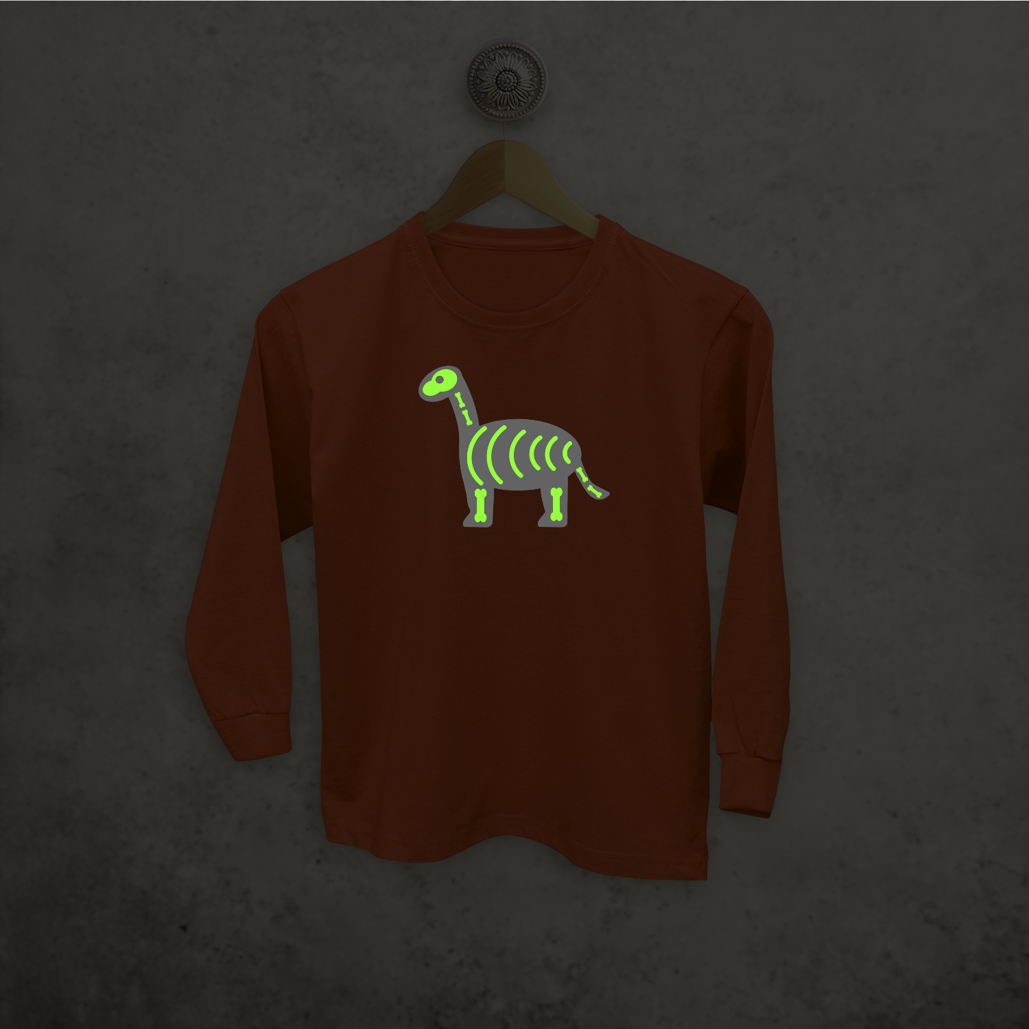 Dino glow in the dark kind shirt met lange mouwen
