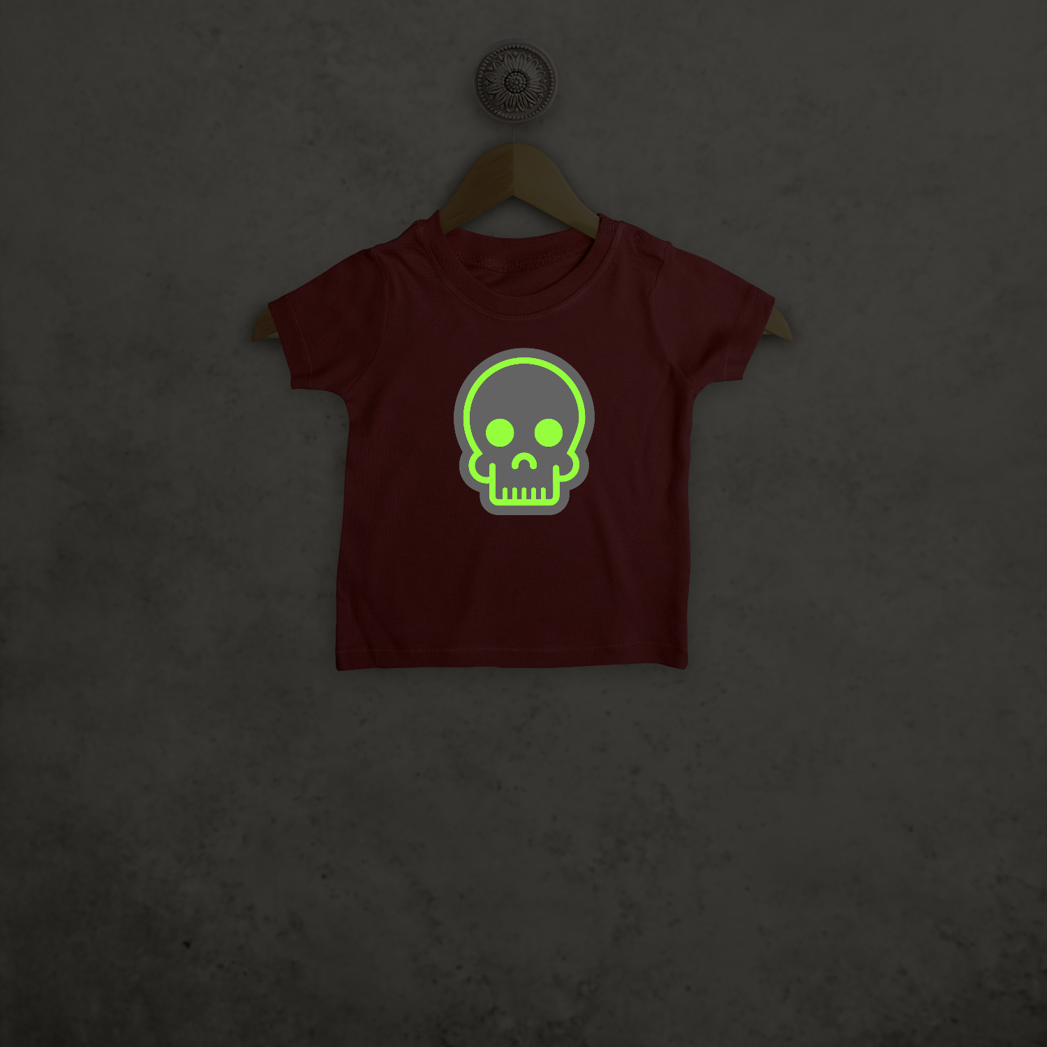 Doodskop glow in the dark baby shirt met korte mouwen