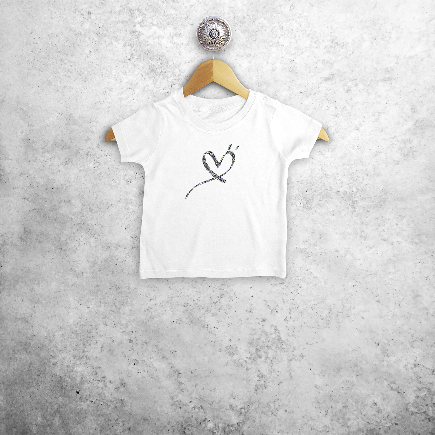 Glitter hart baby shirt met korte mouwen