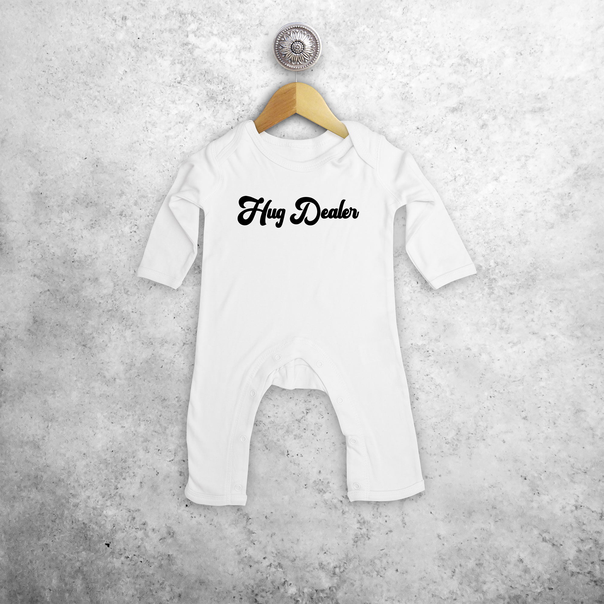 'Hug dealer' baby longsleeve romper