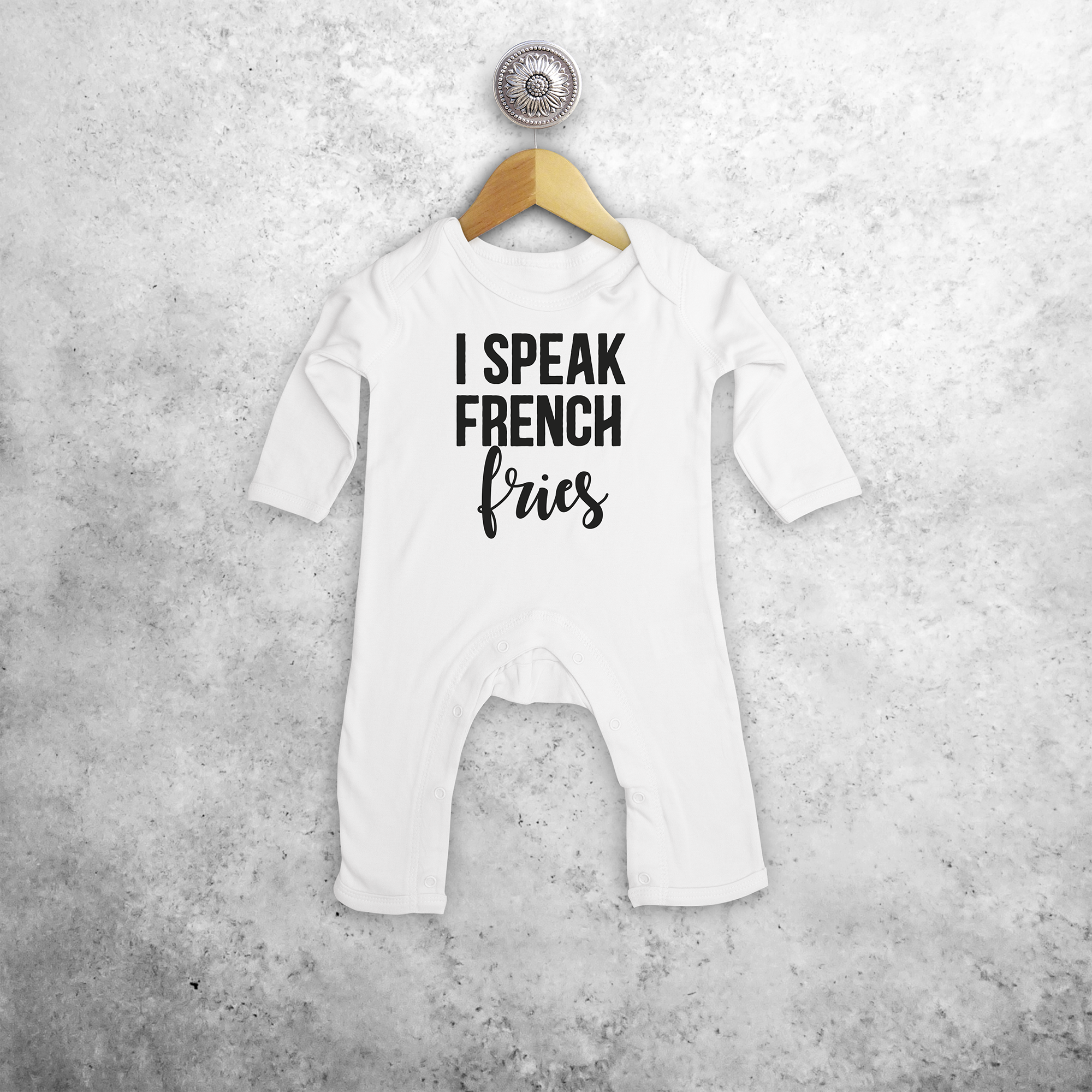 'I speak French fries' baby romper