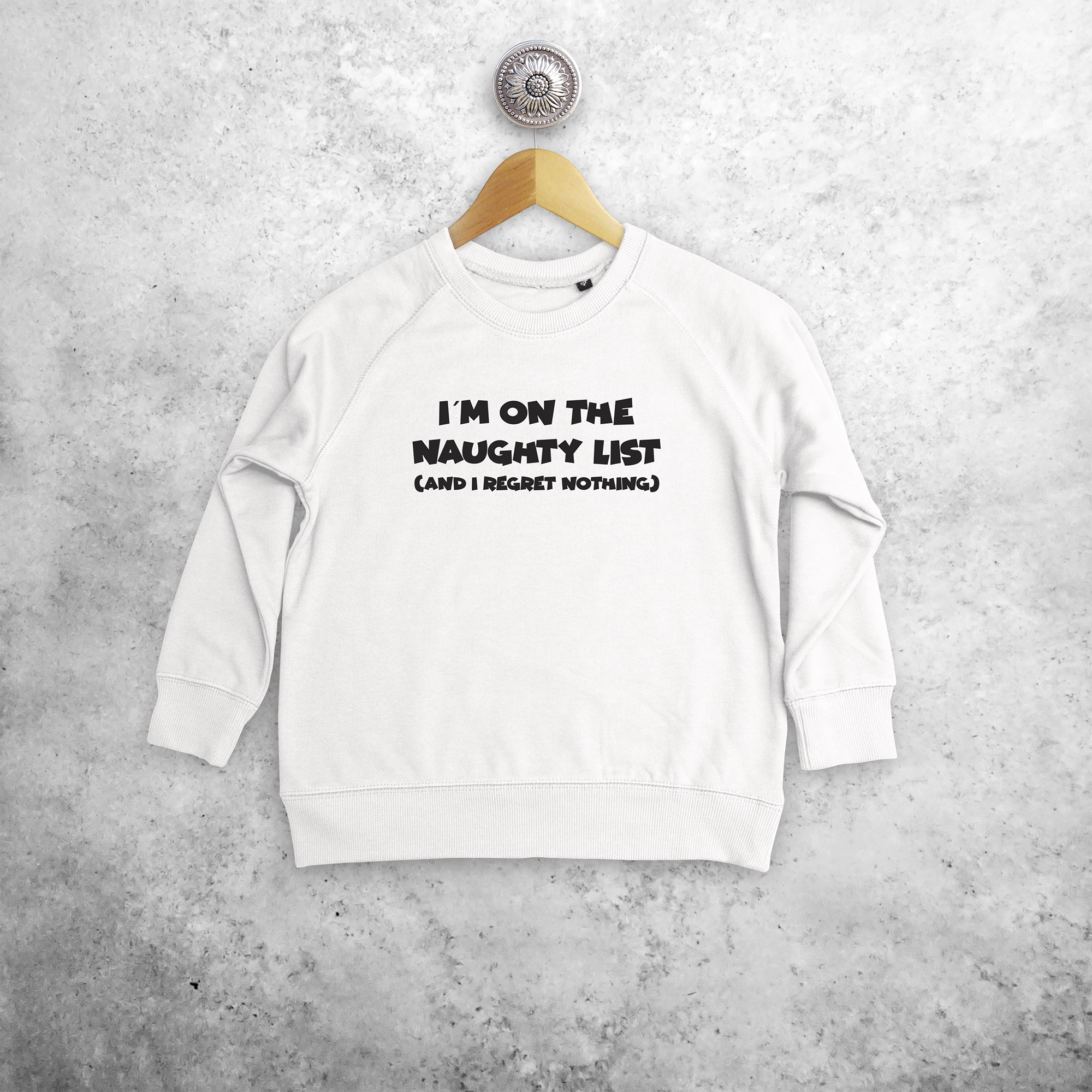 'I'm on the naughty list' kids sweater