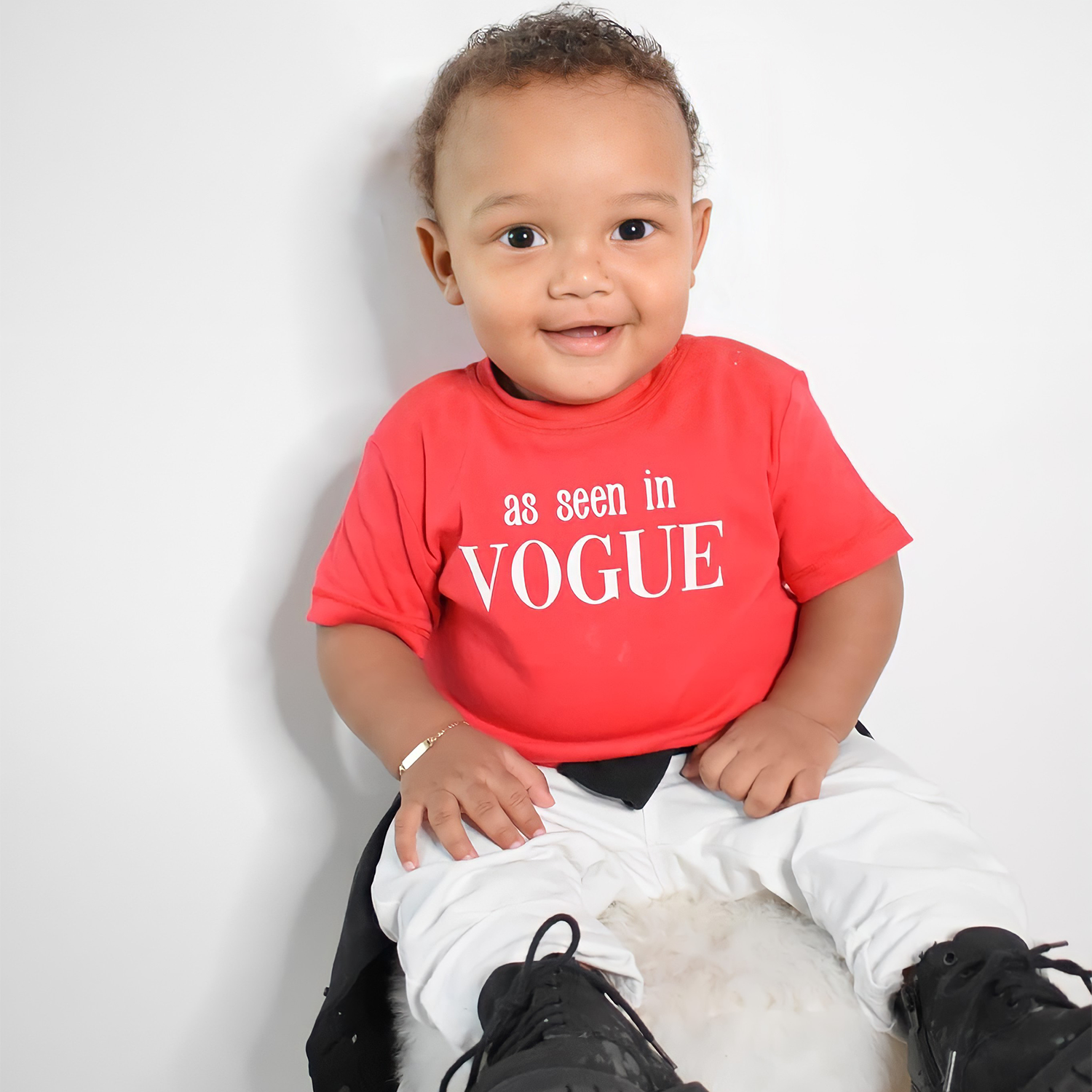 'As seen in Vogue' baby shirt met korte mouwen