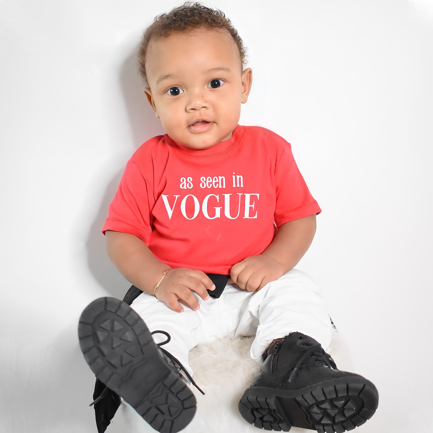 'As seen in Vogue' baby shirt met korte mouwen