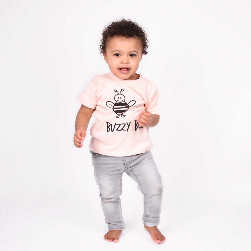 'Buzzy bee' baby shirt met korte mouwen