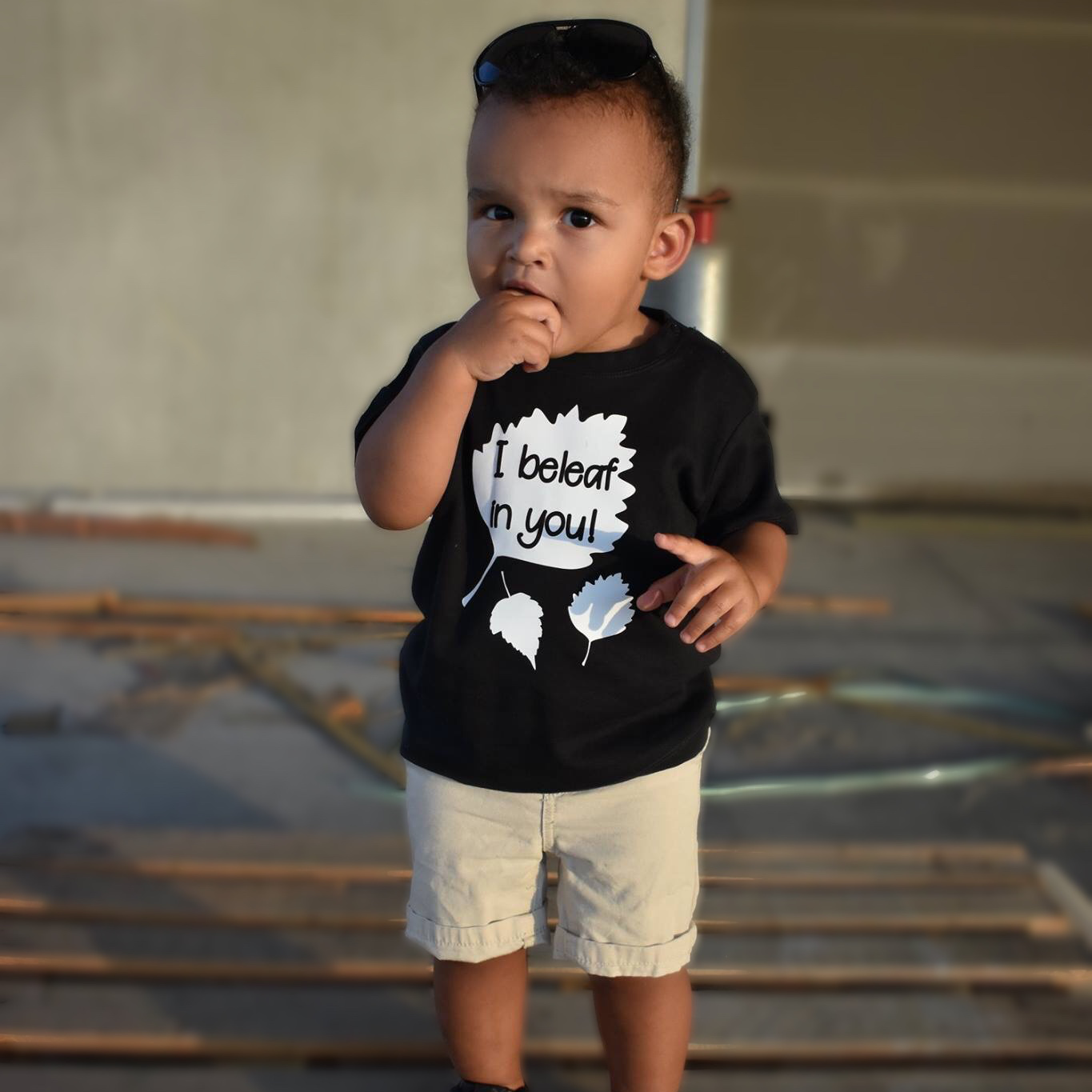 'I beleaf in you!' baby shirt met korte mouwen