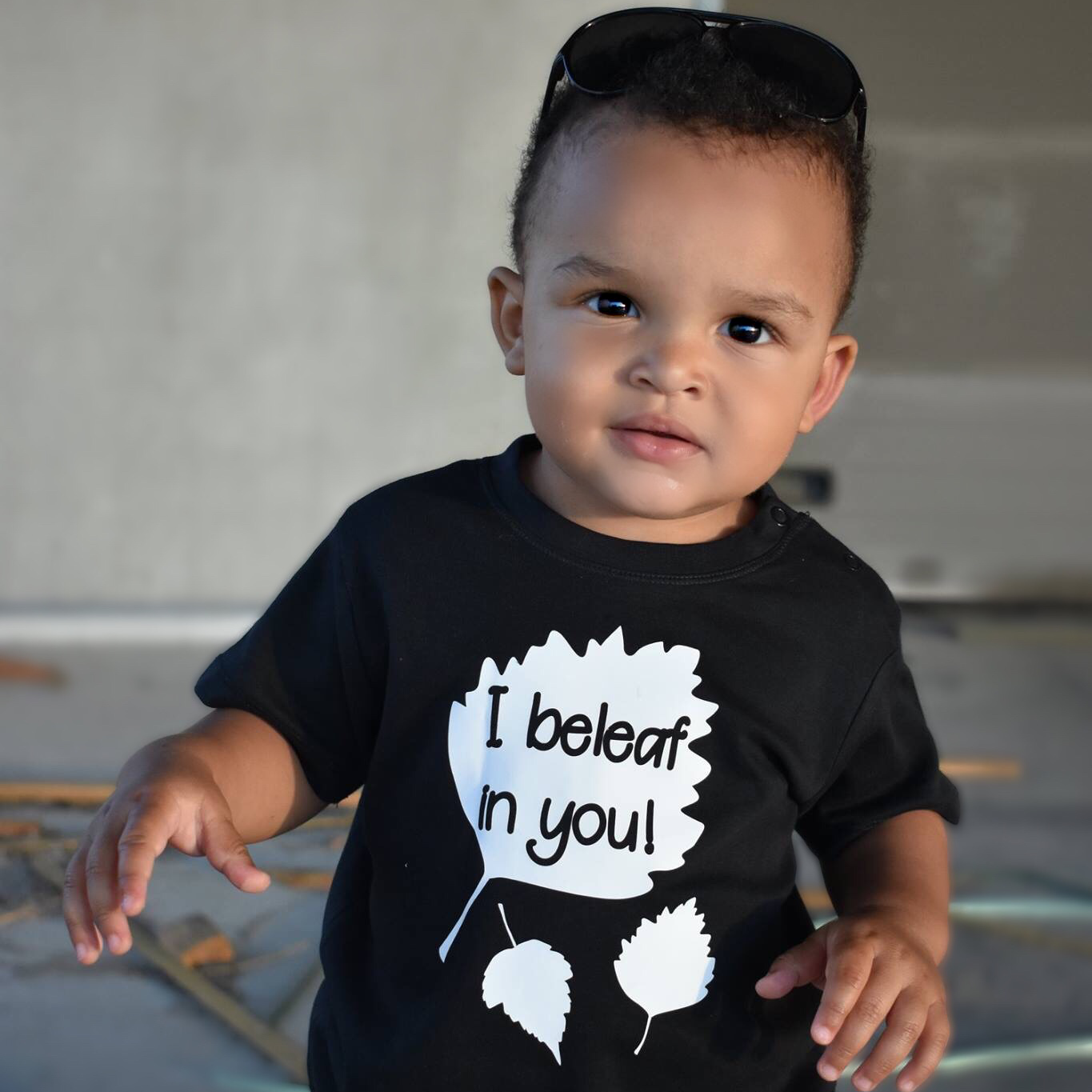 'I beleaf in you!' baby shirt met korte mouwen