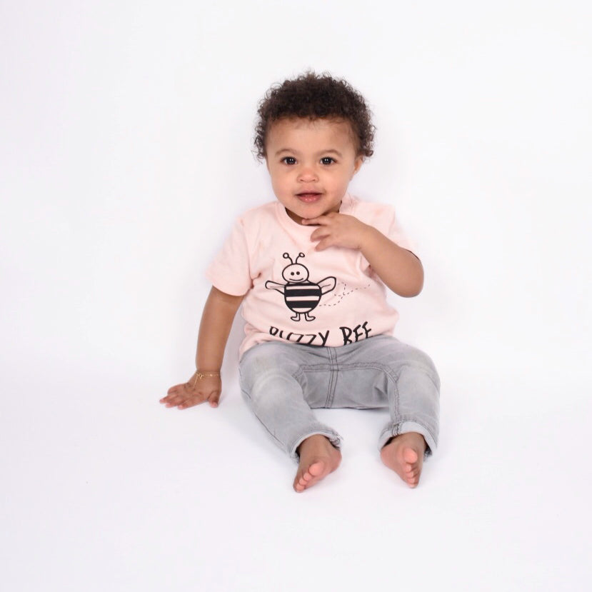 'Buzzy bee' baby shirt met korte mouwen