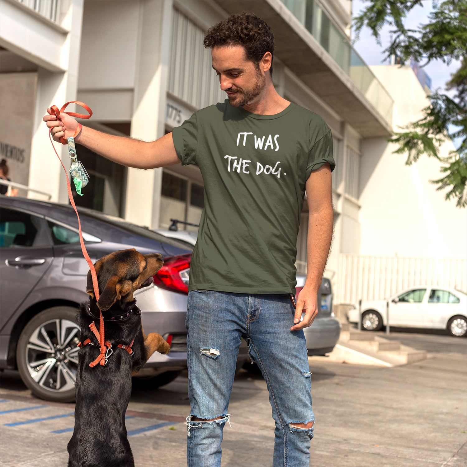 'It was the dog' volwassene shirt