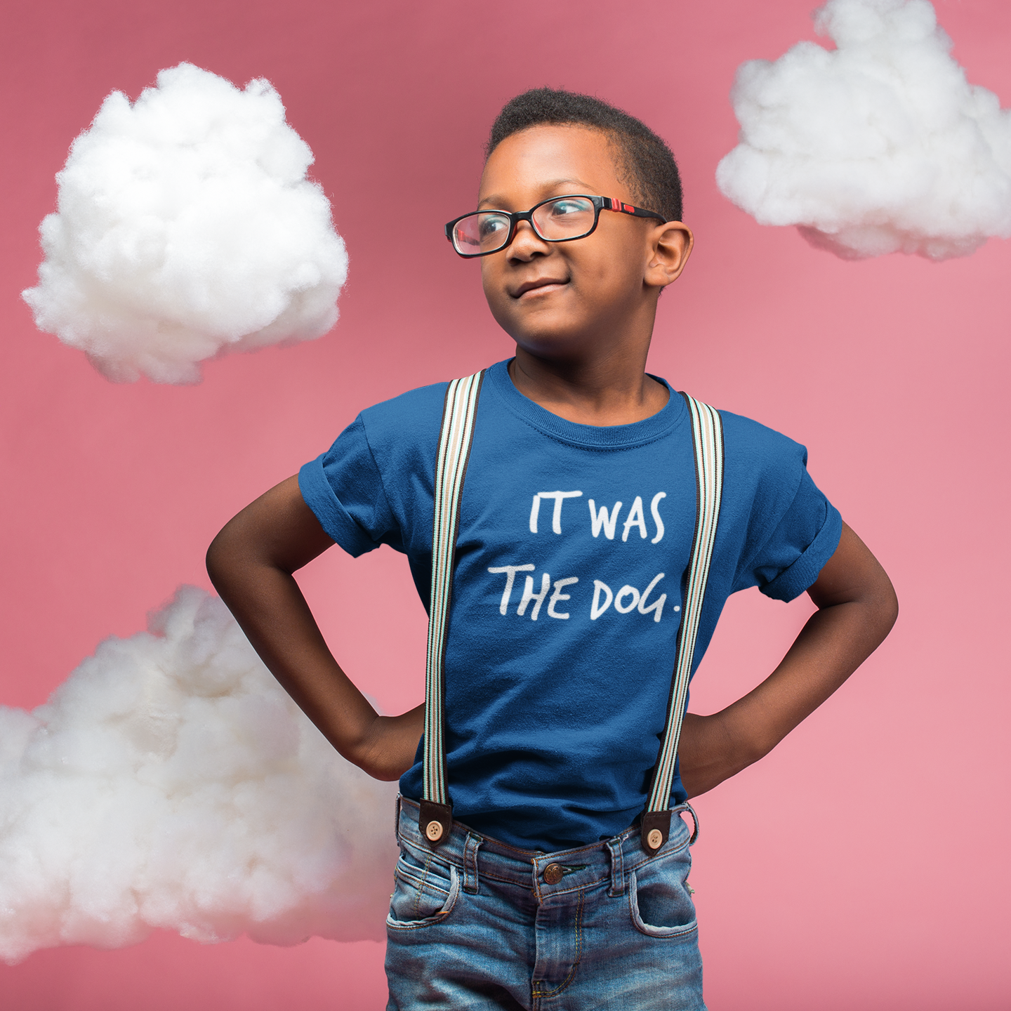 'It was the dog' kind shirt met korte mouwen