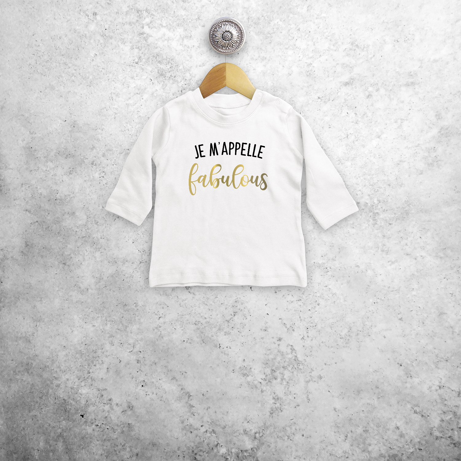 'Je m'appelle fabulous' baby shirt met lange mouwen