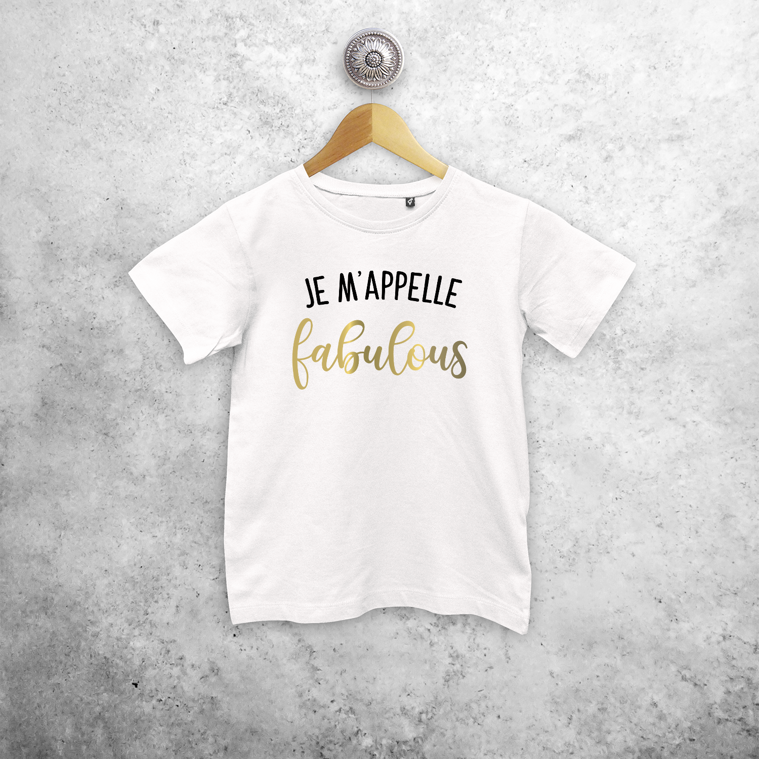 'Je m'appelle fabulous' kind shirt met korte mouwen