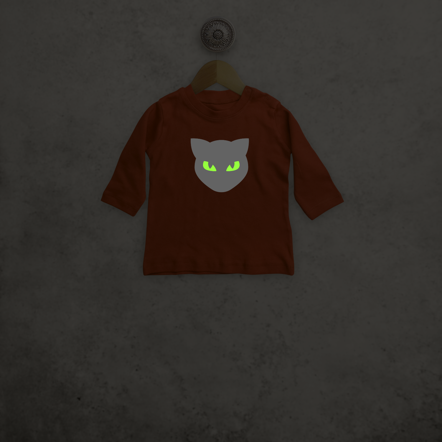 Kat glow in the dark baby shirt met lange mouwen
