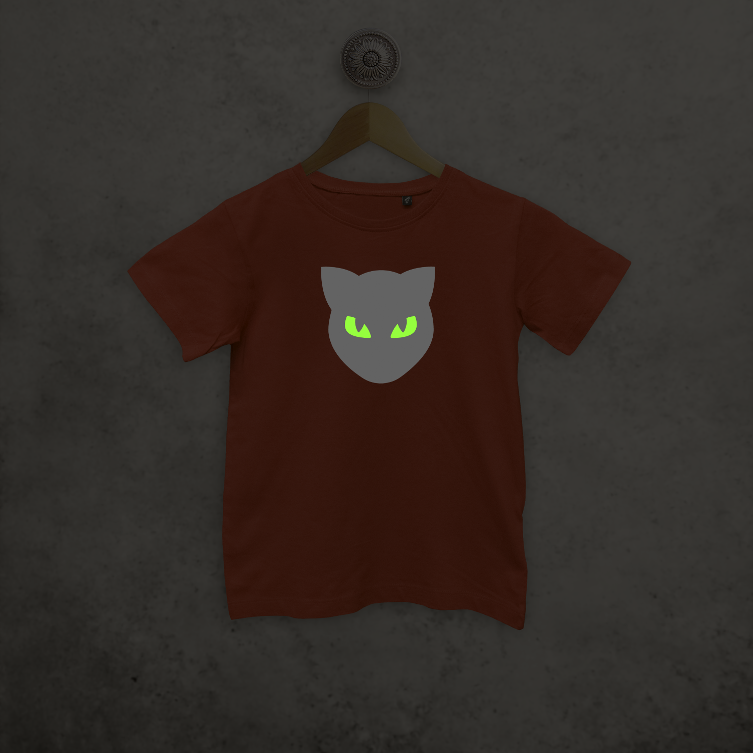 Kat glow in the dark kind shirt met korte mouwen