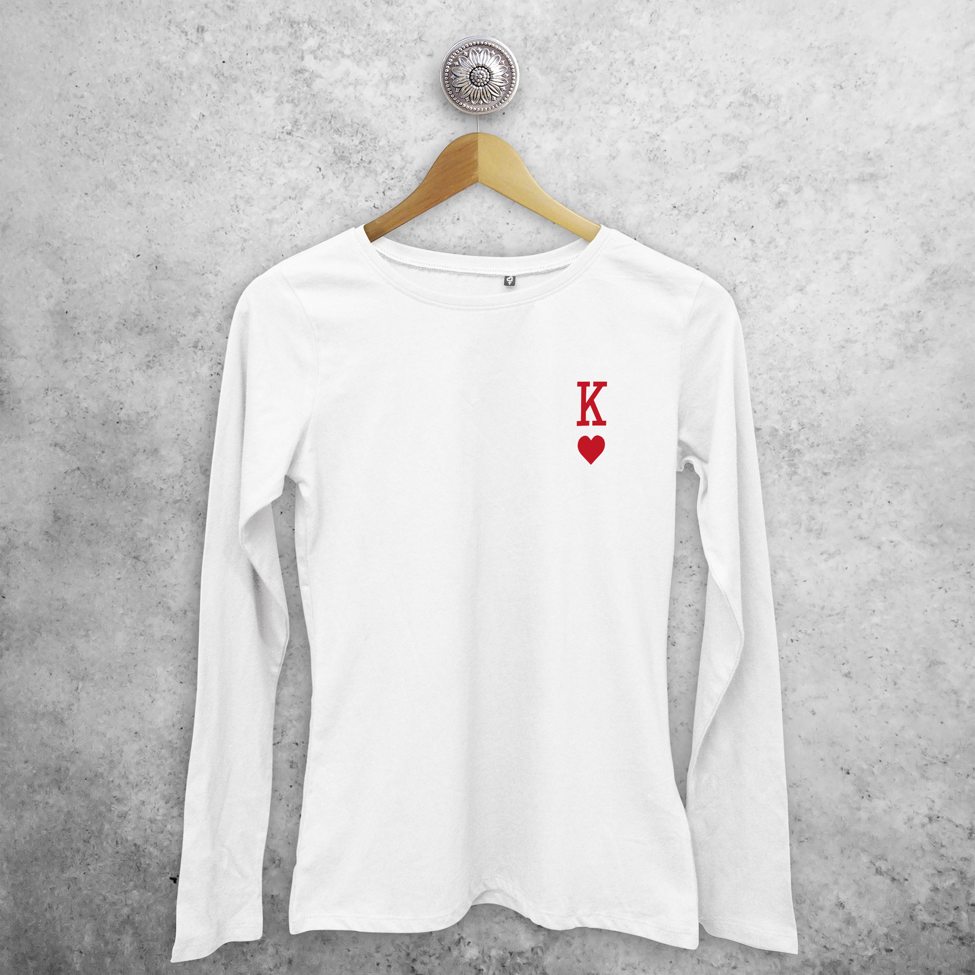 'King of hearts' volwassene shirt met lange mouwen