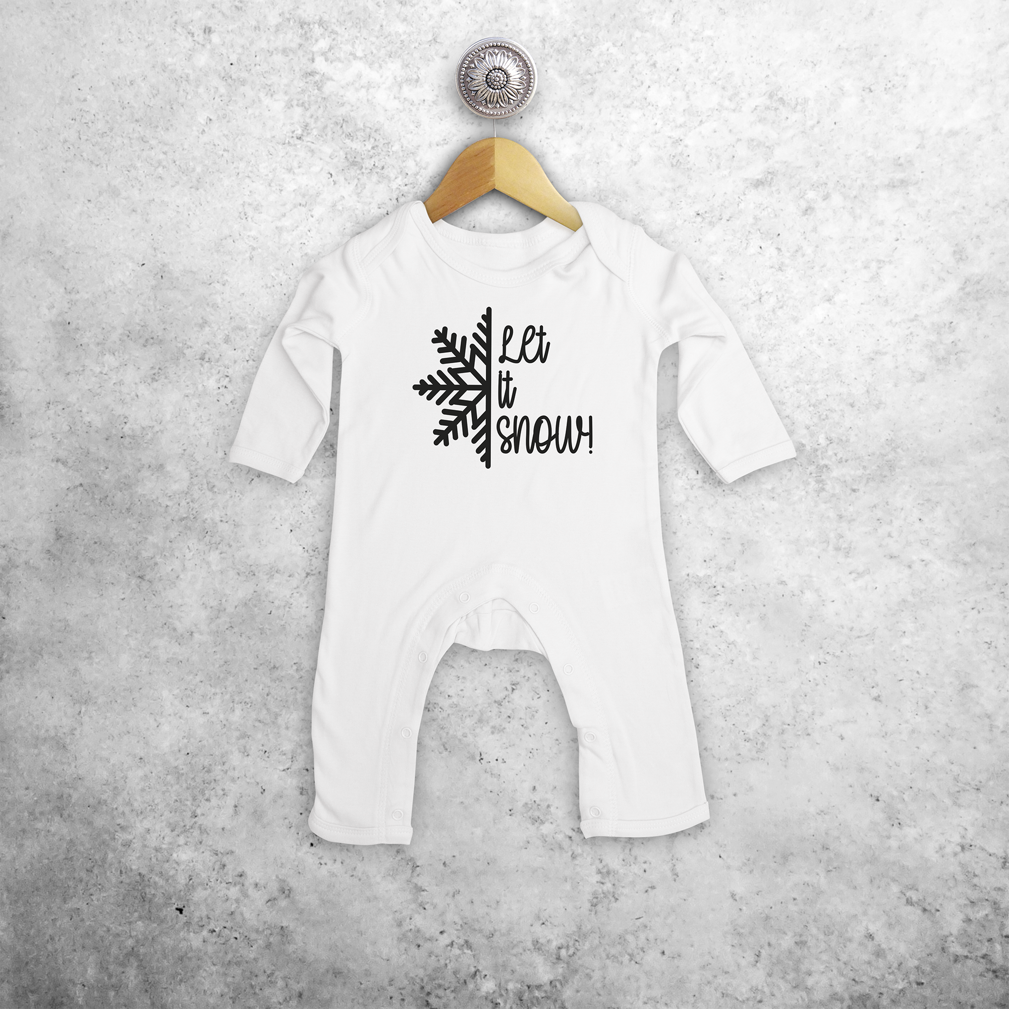 'Let it snow' baby romper met lange mouwen