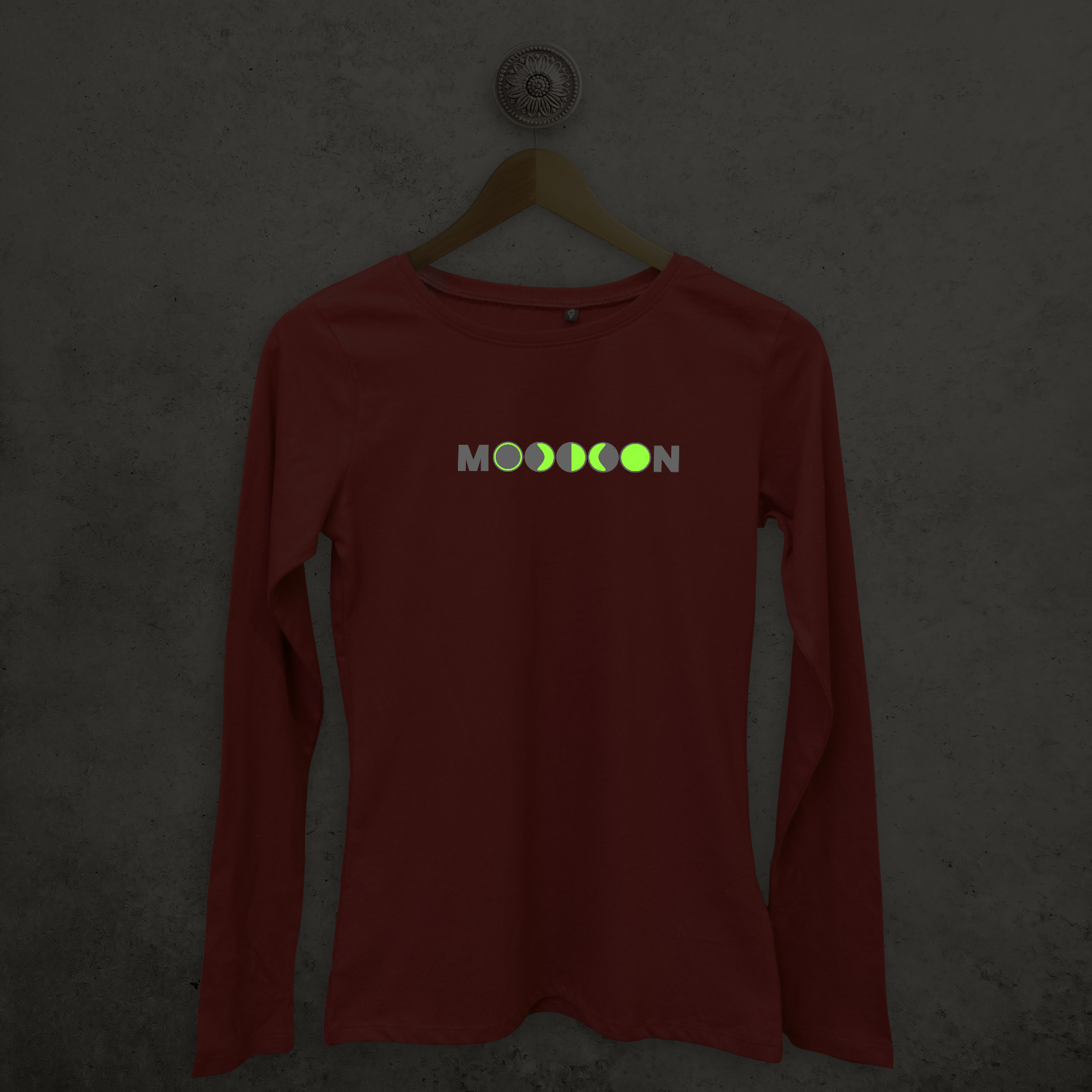 Maan glow in the dark volwassene shirt met lange mouwen