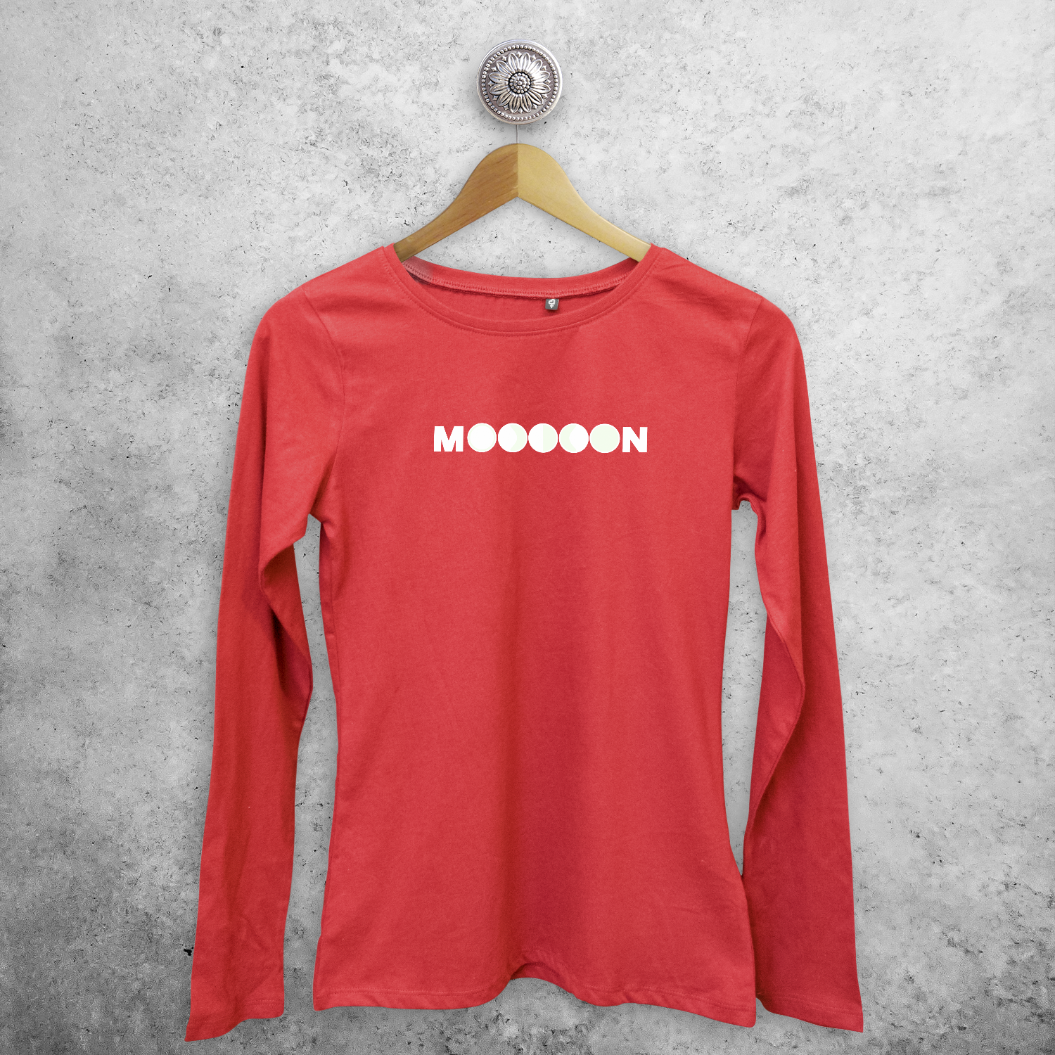 Maan glow in the dark volwassene shirt met lange mouwen