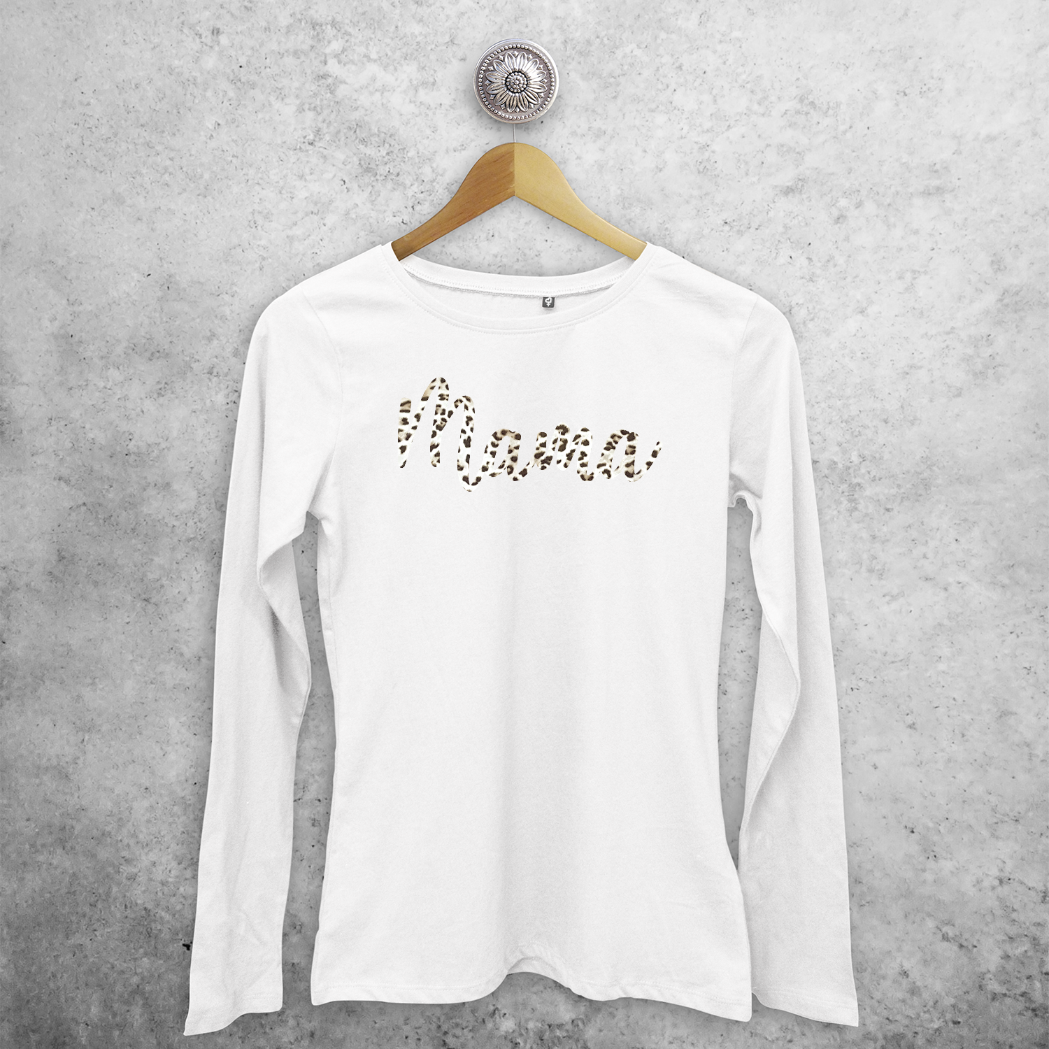 'Mama' luipaard volwassene shirt met lange mouwen