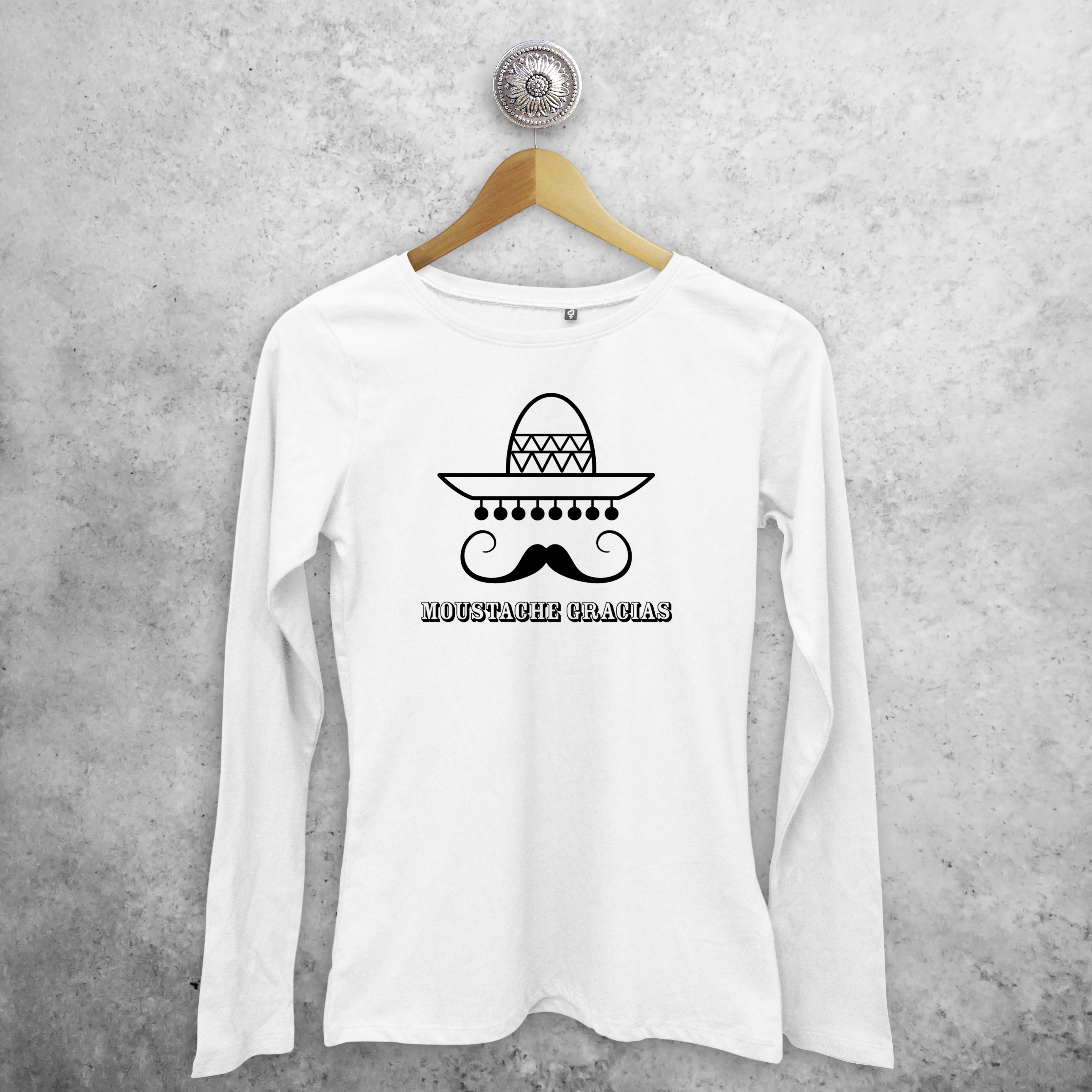 'Moustache gracias' volwassene shirt met lange mouwen
